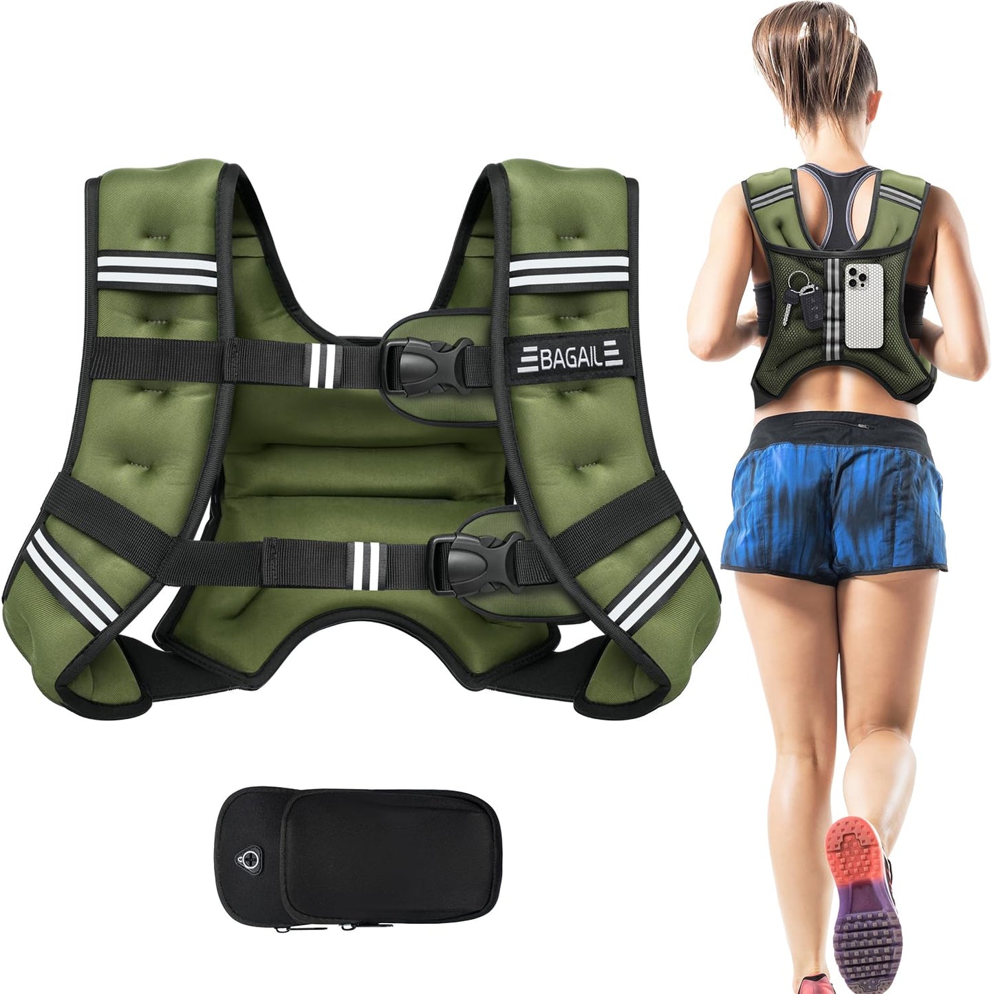Gewichtsweste für Krafttraining, Grün 8kg/17.6lb