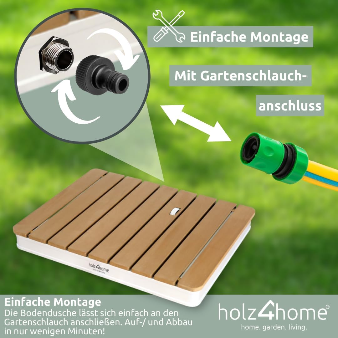 Bodendusche als Gartendusche oder Pooldusche, Eckig WPC