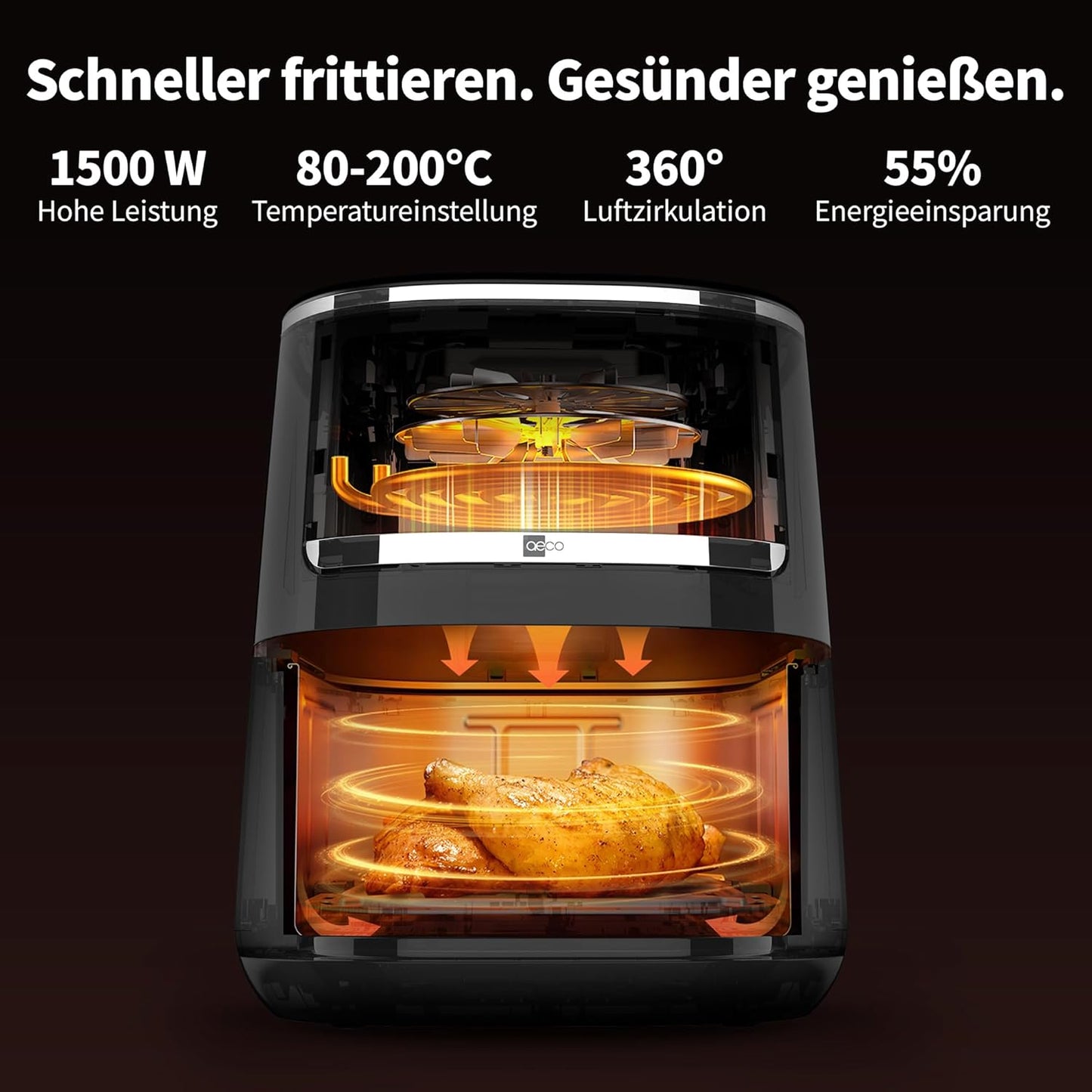 Kompakt-Heissluftfritteuse, 4,3 Liter Compact (Platzsparend)