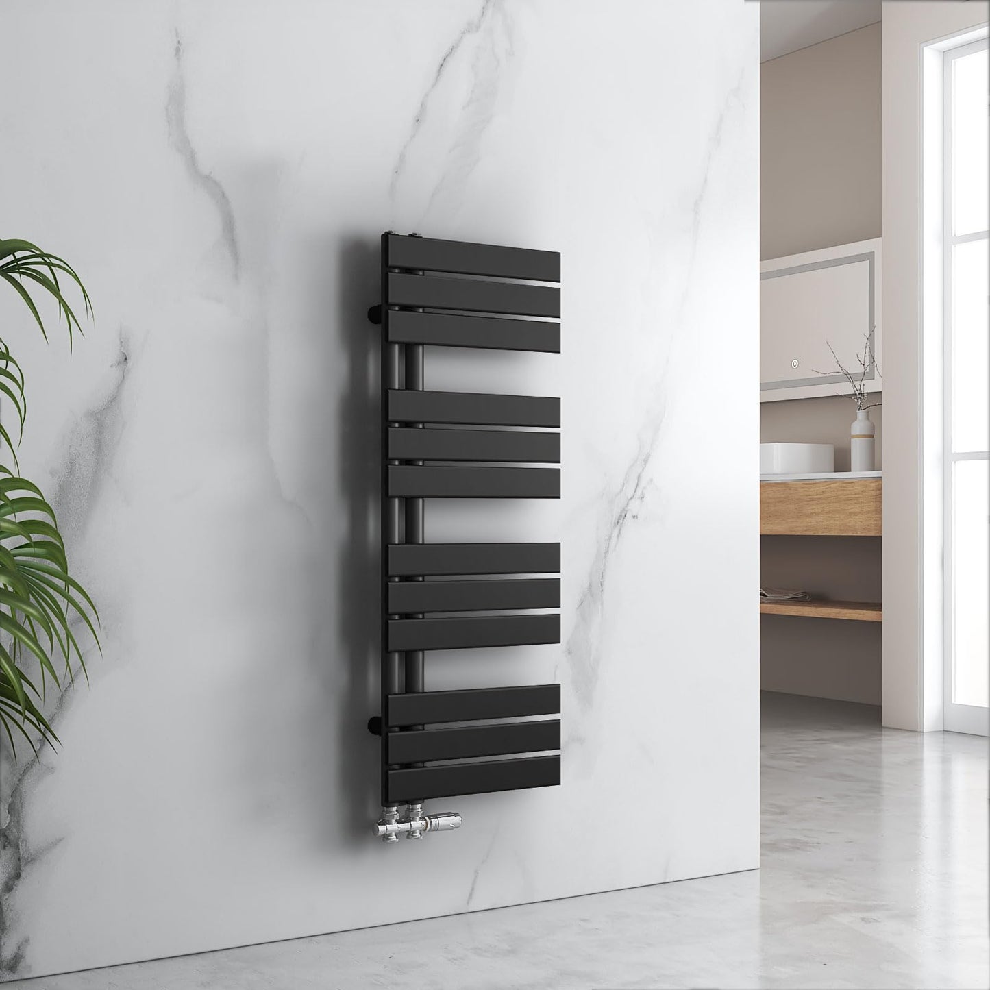 Badheizkörper Handtuchtrockner 1041x400 mm (456W), Schwarz 1041x400 mm