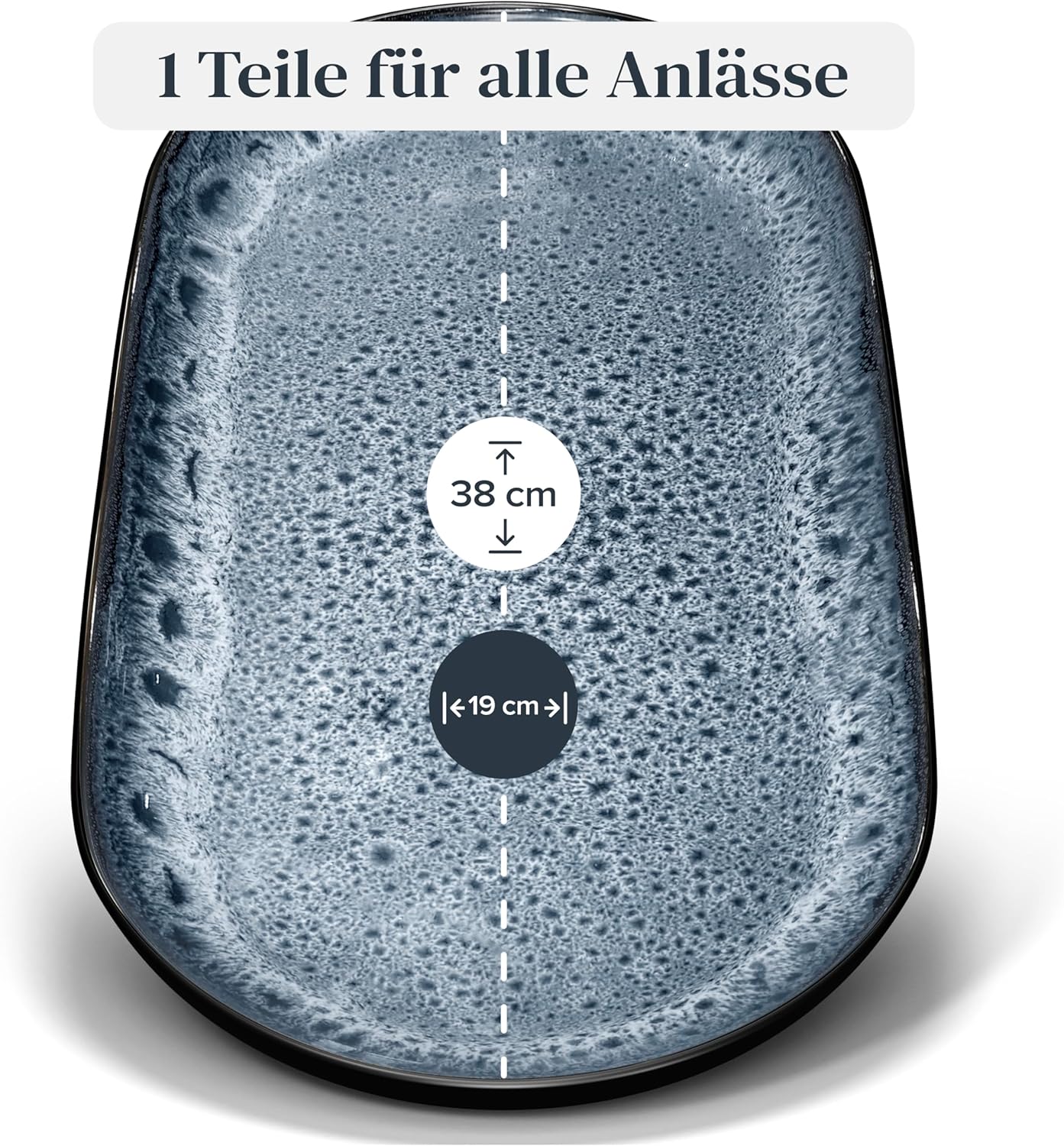 Ovale Servierplatte, Servierplatte Graublau