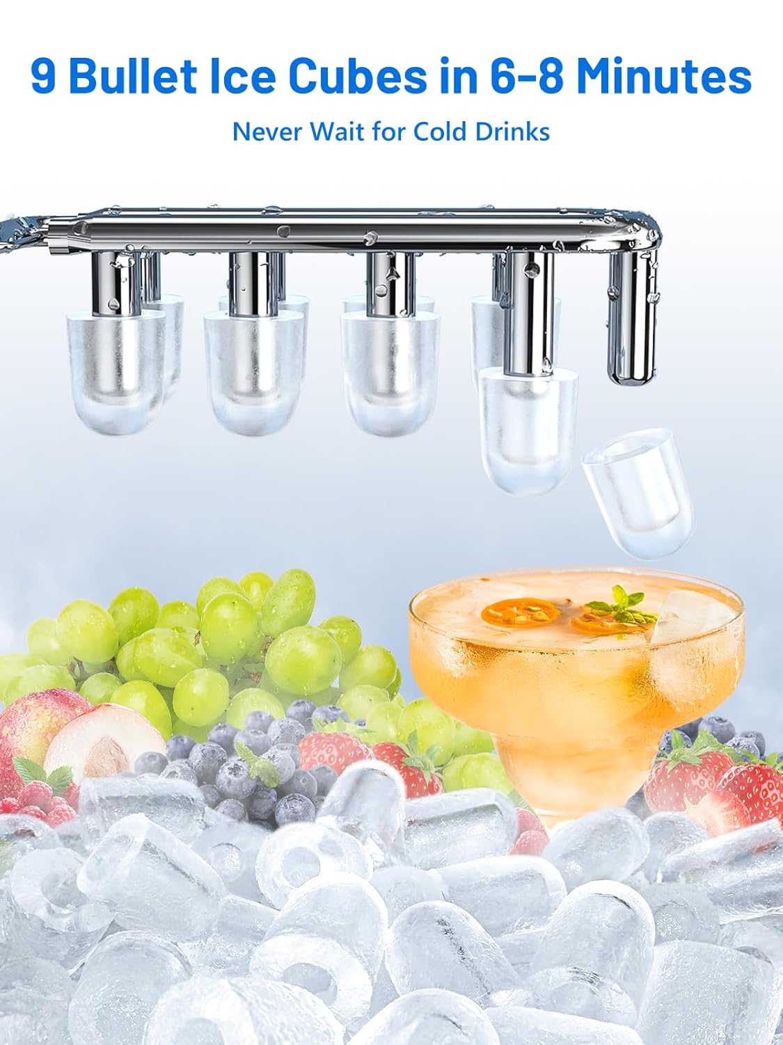 Eiswürfelmaschine, tragbar und geräuscharm, Silber