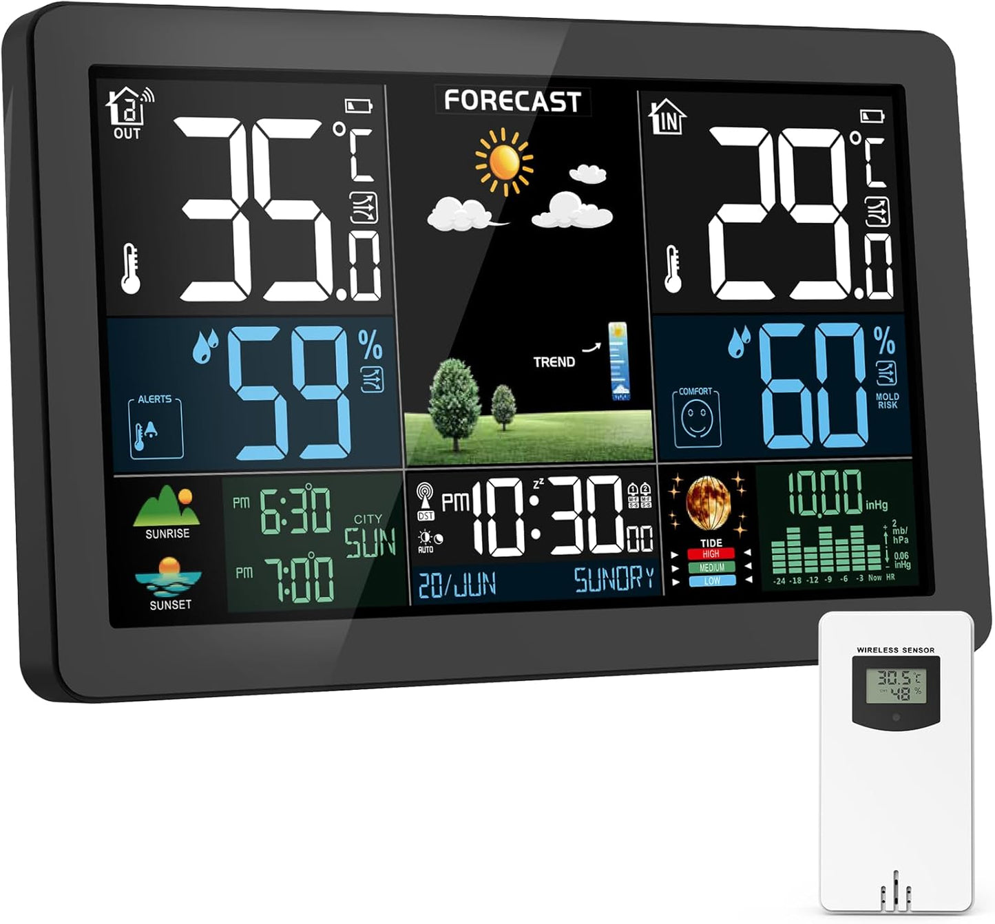 Funk Wetterstation mit Aussensensor, Schwarz