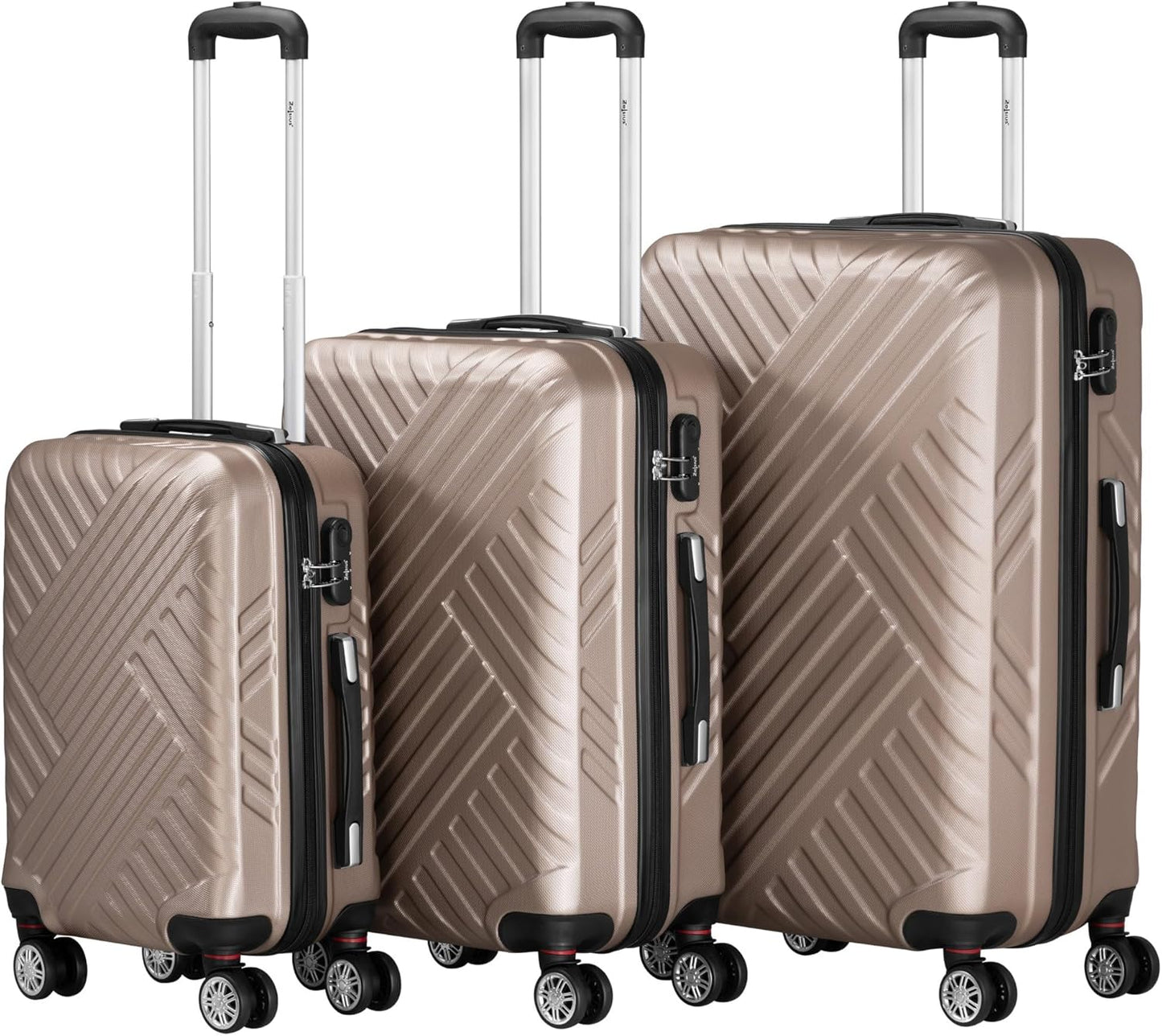 3-teiliges Hartschalenkoffer-Set, Champagner