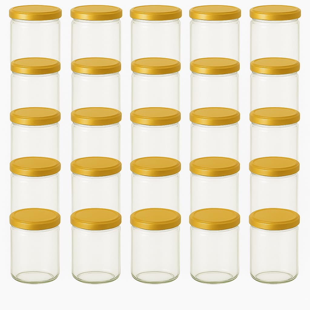 50er-Set Marmeladengläser mit Schraubdeckel, Gold 275 ml 50