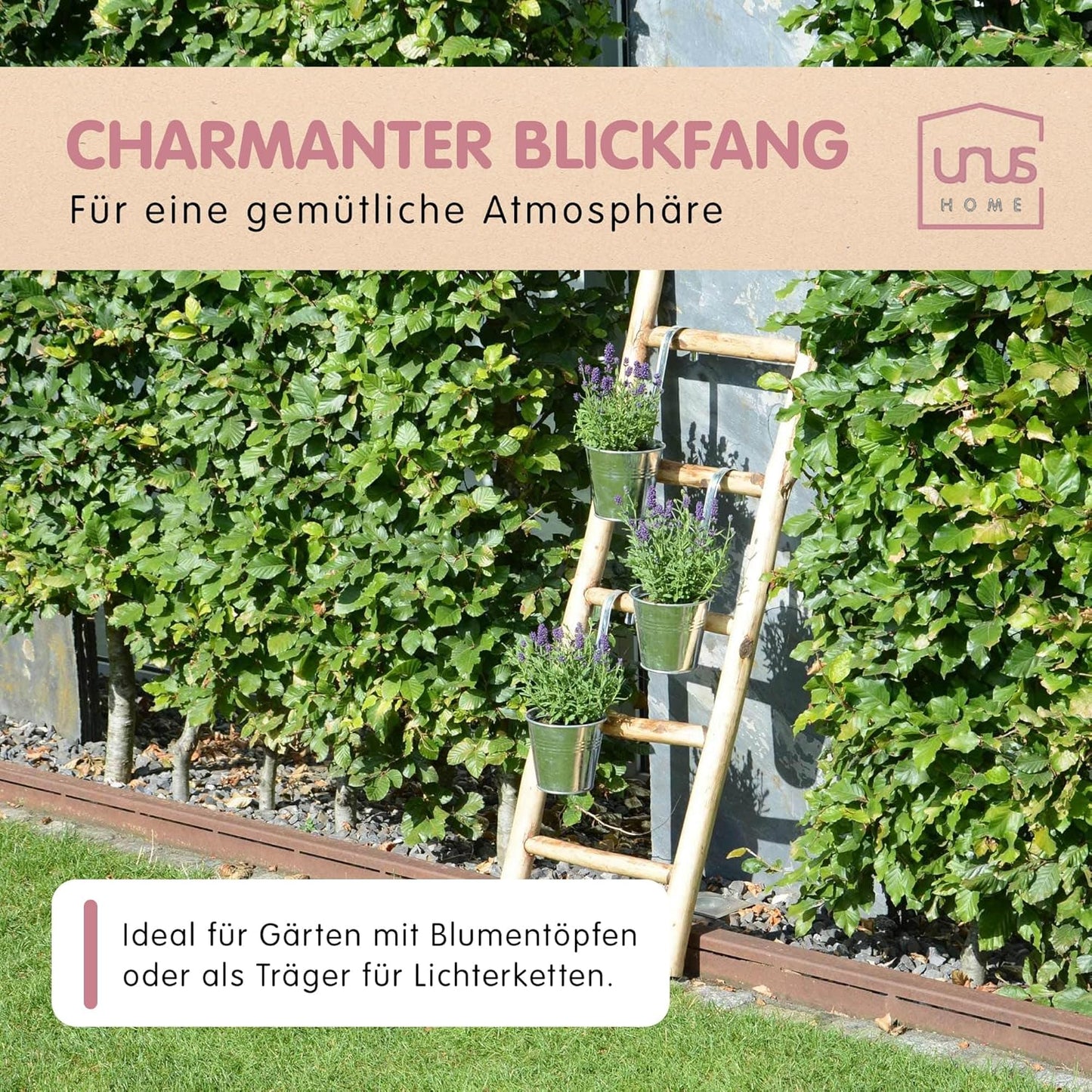 Dekoleiter Holzleiter (120 cm, 5 Stufen), Old Look 120 cm