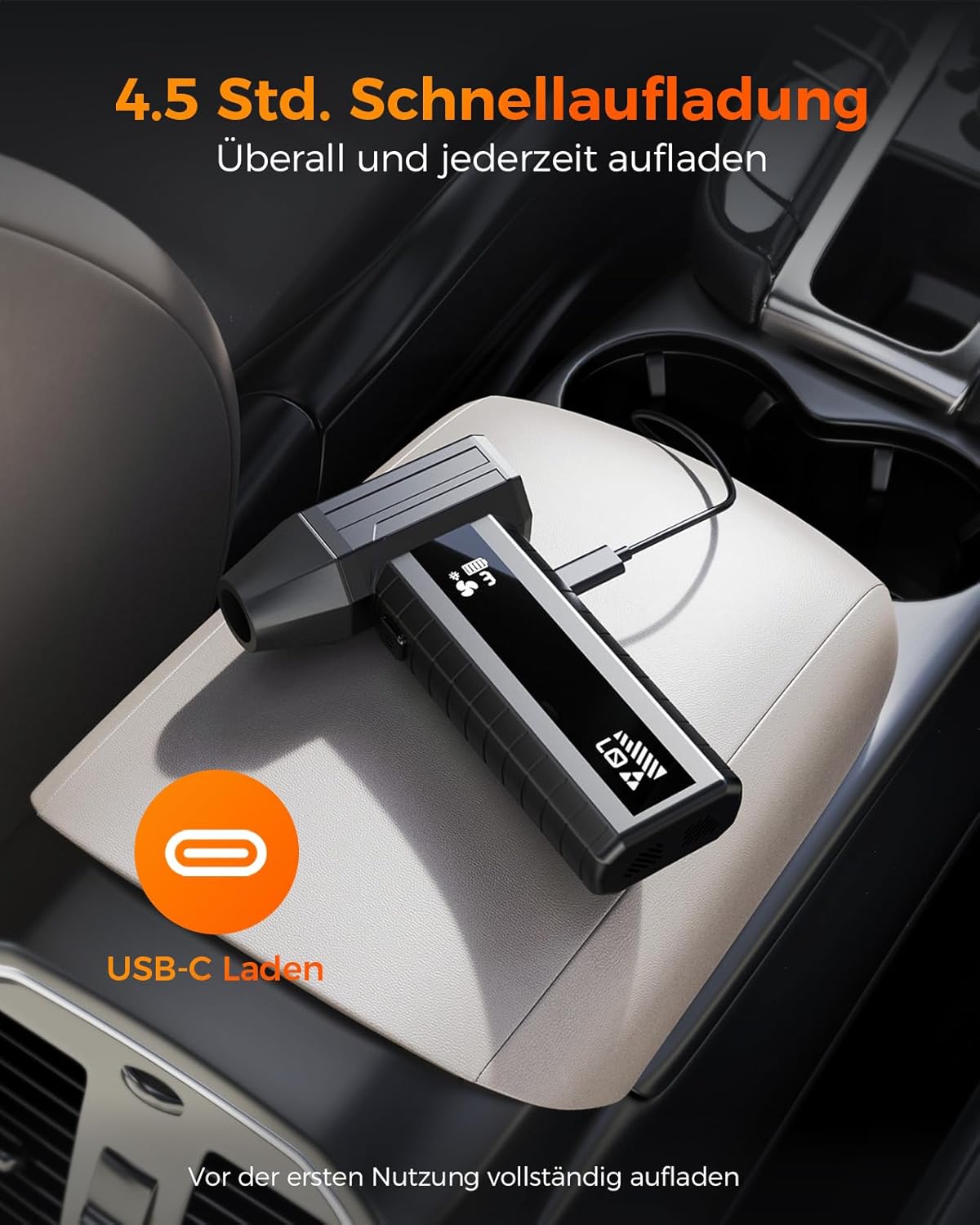 Elektrischer Air Duster W20B mit LED & Smart-Display, Schwarz