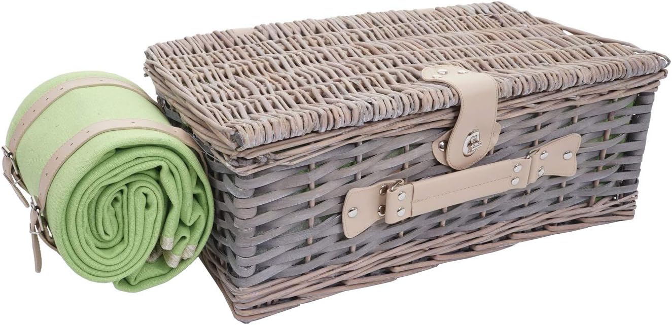 Picknickkorb-Set für 4 Personen, Grau-grün