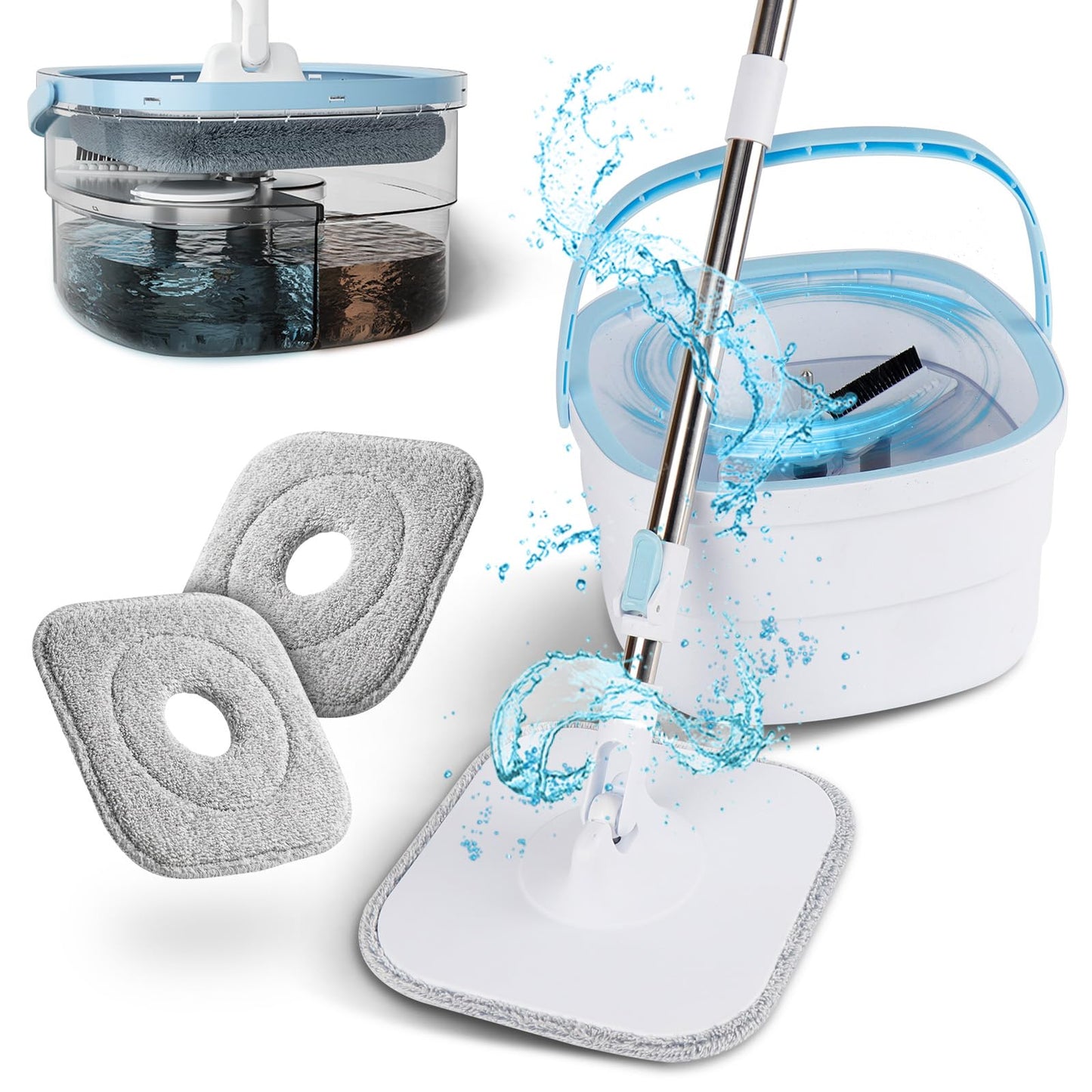 Flachmopp Set mit Doppelkammer-Eimer