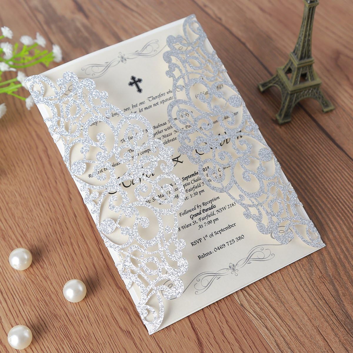 20 Stk. Hochzeit Einladungskarten - blanko, Silber Glitzer 20 Stück Leeres Papier