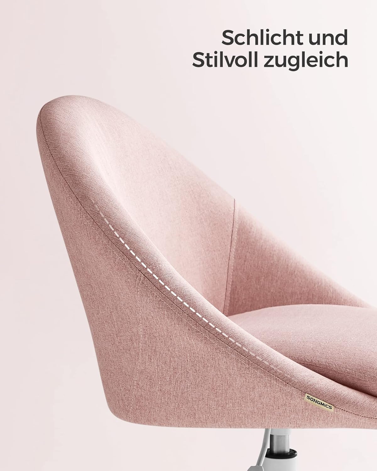 Homeoffice-Schreibtischstuhl, höhenverstellbar, Pastellrosa, Legierter Stahl Baumwolle