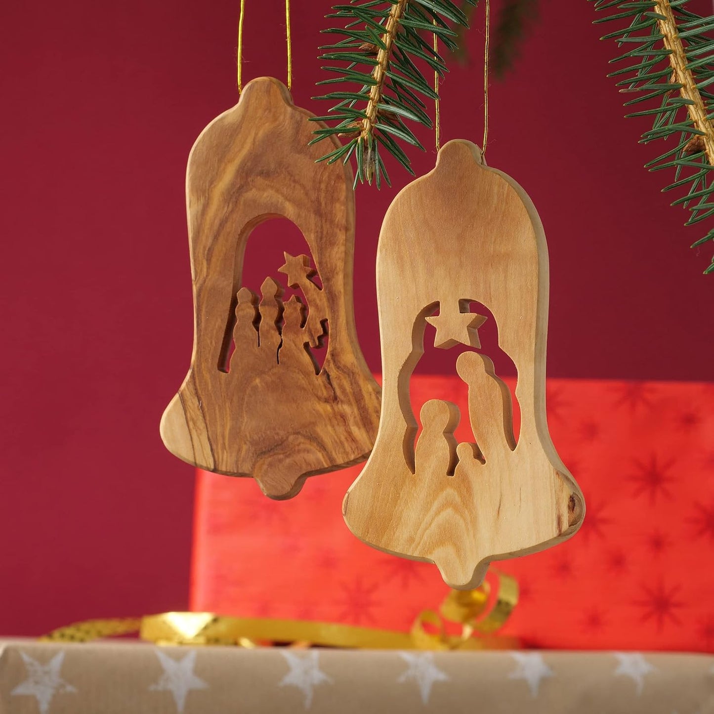 3-teiliges Weihnachtsbaumschmuck-Set, Glocke Ohne Rinde