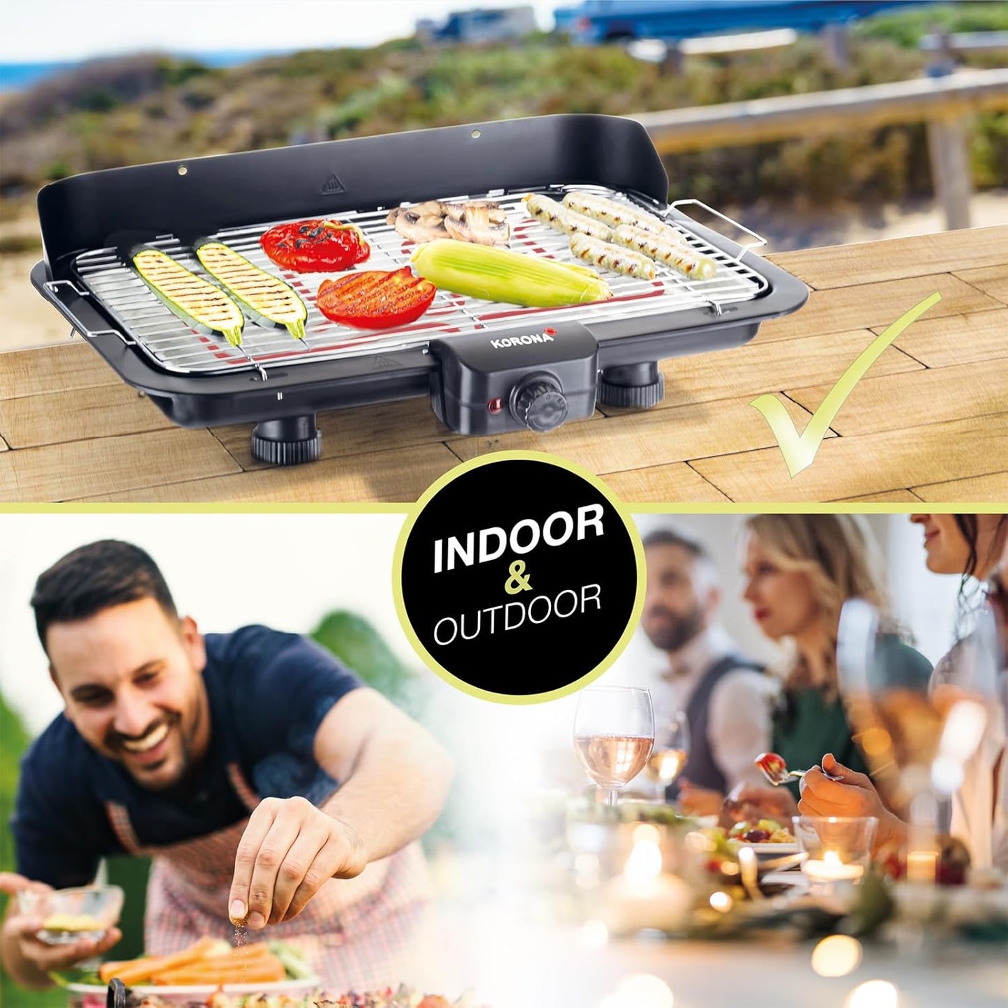 46117 Tischgrill mit XXL-Grillfläche, abnehmbarem Heizelement & stufenloser Temperatureinstellung