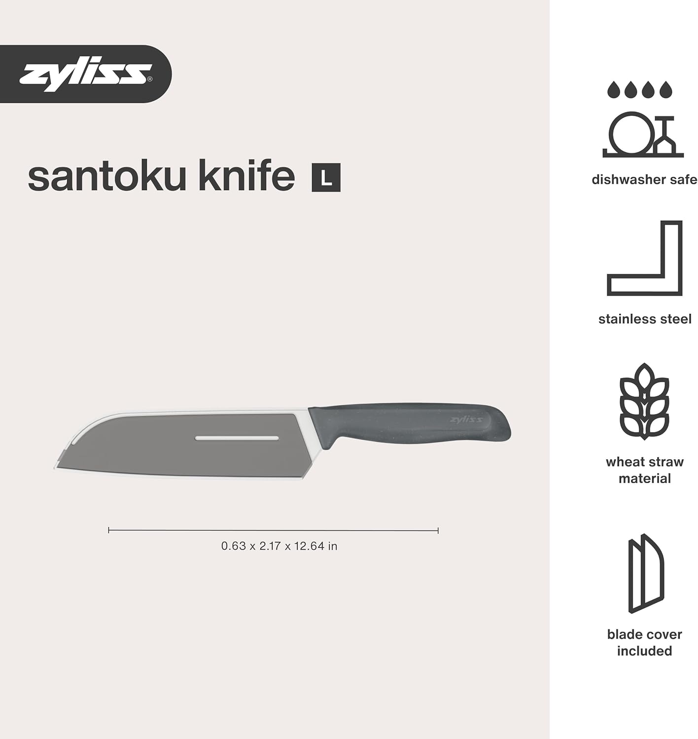 Santokumesser mit Weizenstrohgriff, Santokumesser