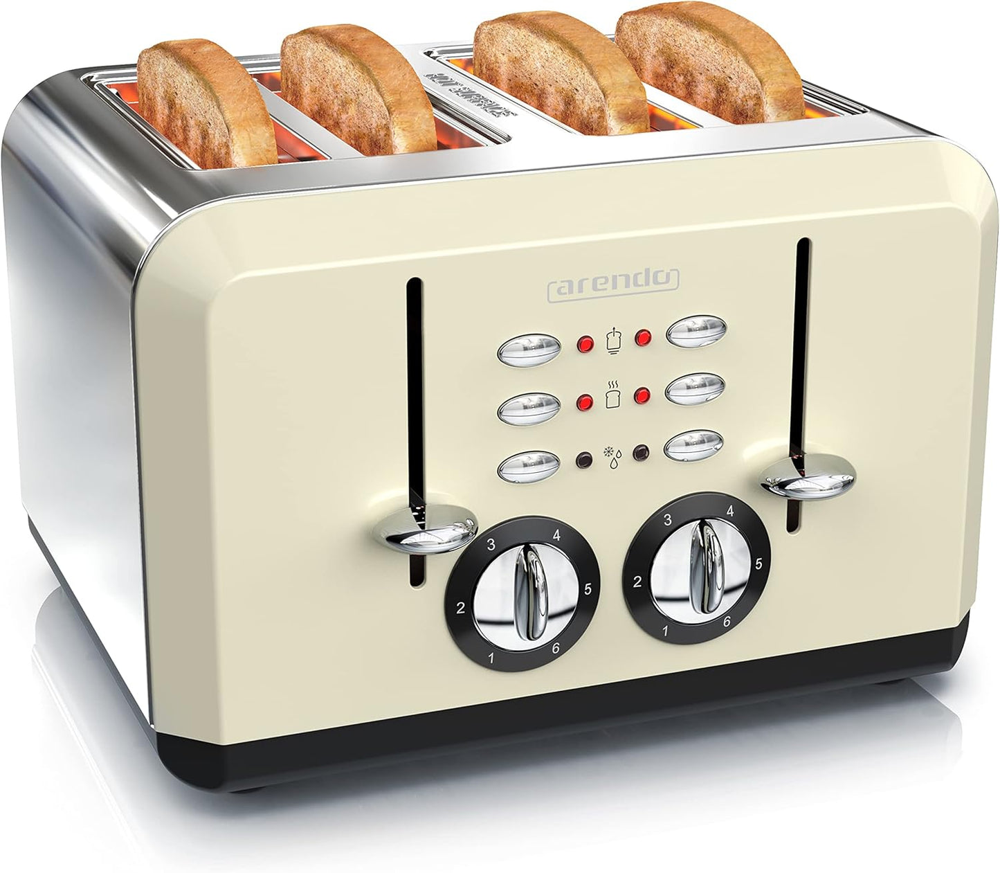 Breakfast X2 Toaster für 4 Scheiben, mit Auftau- Aufwärm- und Stoppfunktion, D: Beige