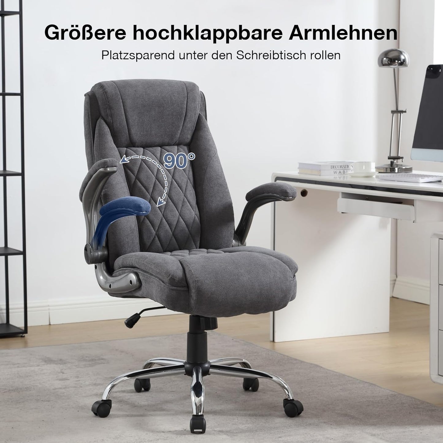 Ergonomischer Bürostuhl mit verstellbarer Rückenlehne, Dunkelgrau
