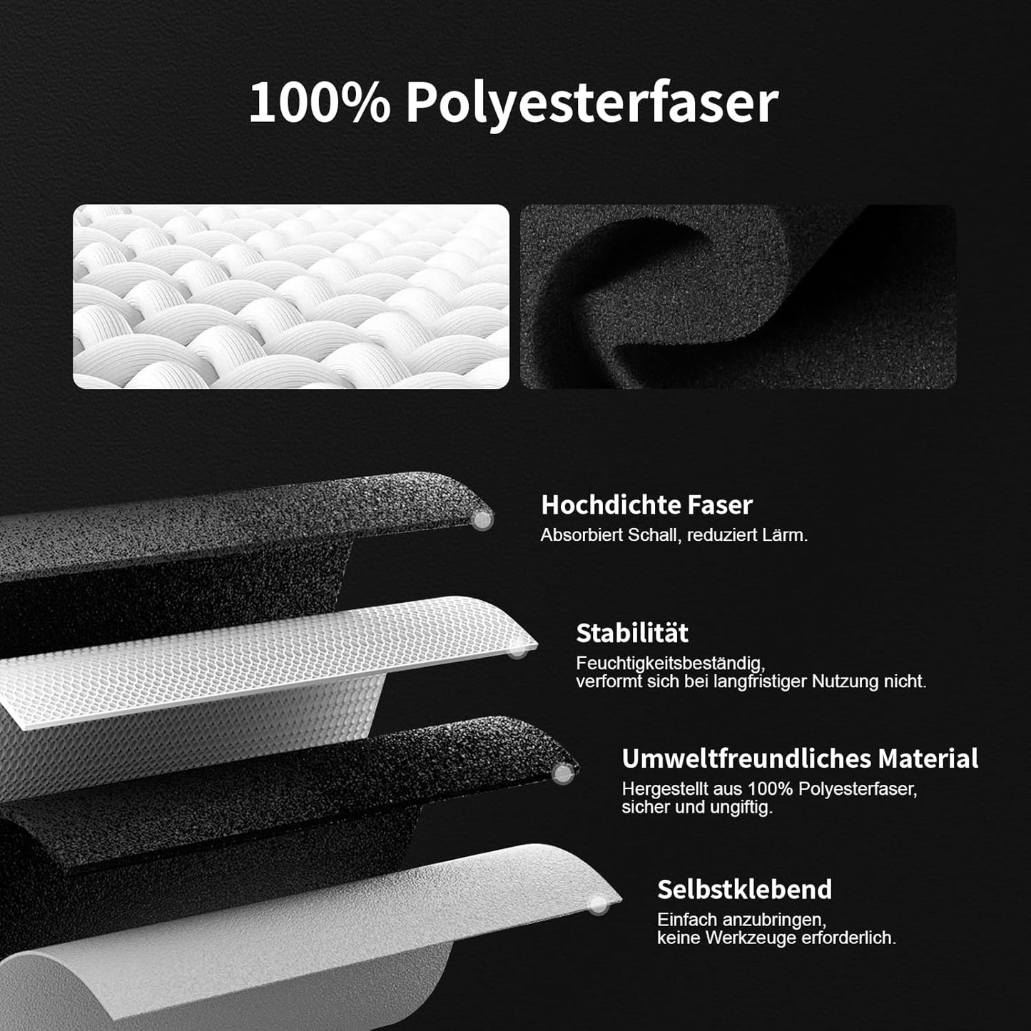 18-teiliges Akustikplatten-Set, 18 Stück schwarz
