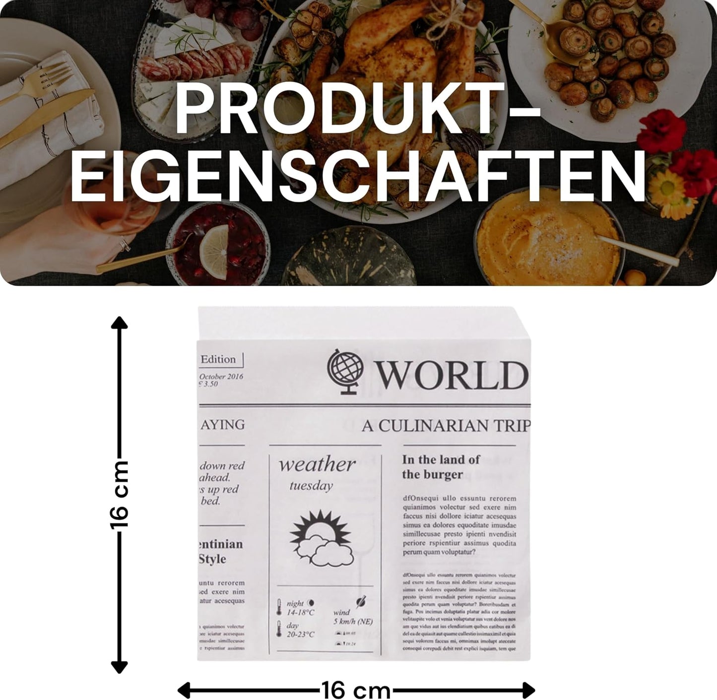 Snack- & Hamburgertaschen Newspaper, 2-seitig offen, Weiss 1000