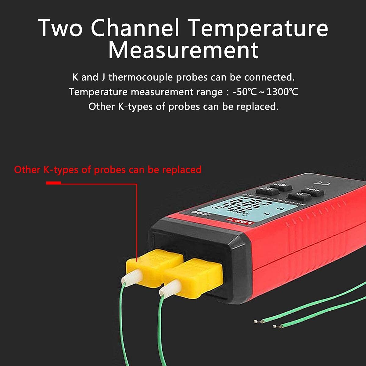 Digitales Thermometer UT320D mit 2 K-Sonden