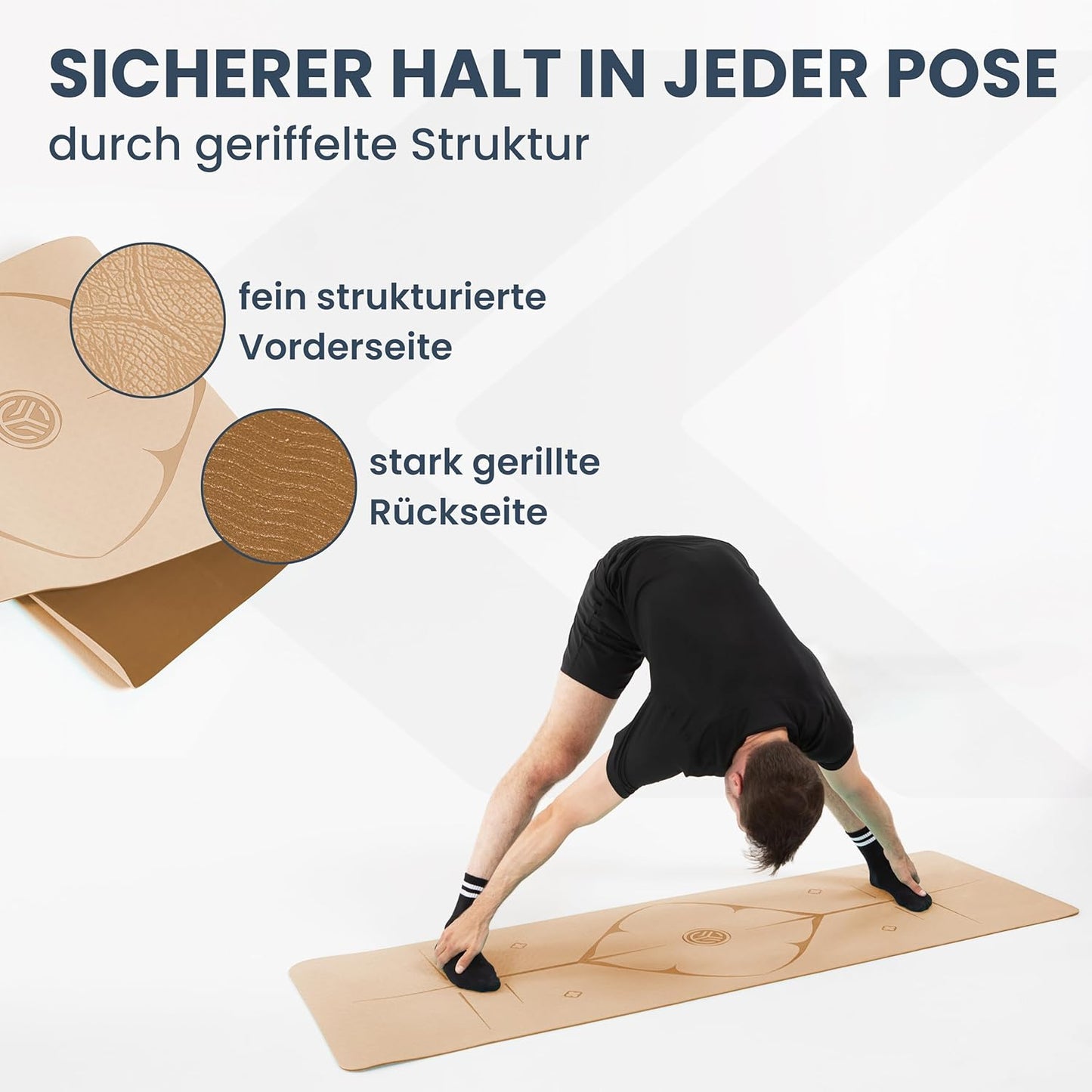 Yogamatte für Yoga & Pilates, 6 mm dick Braun