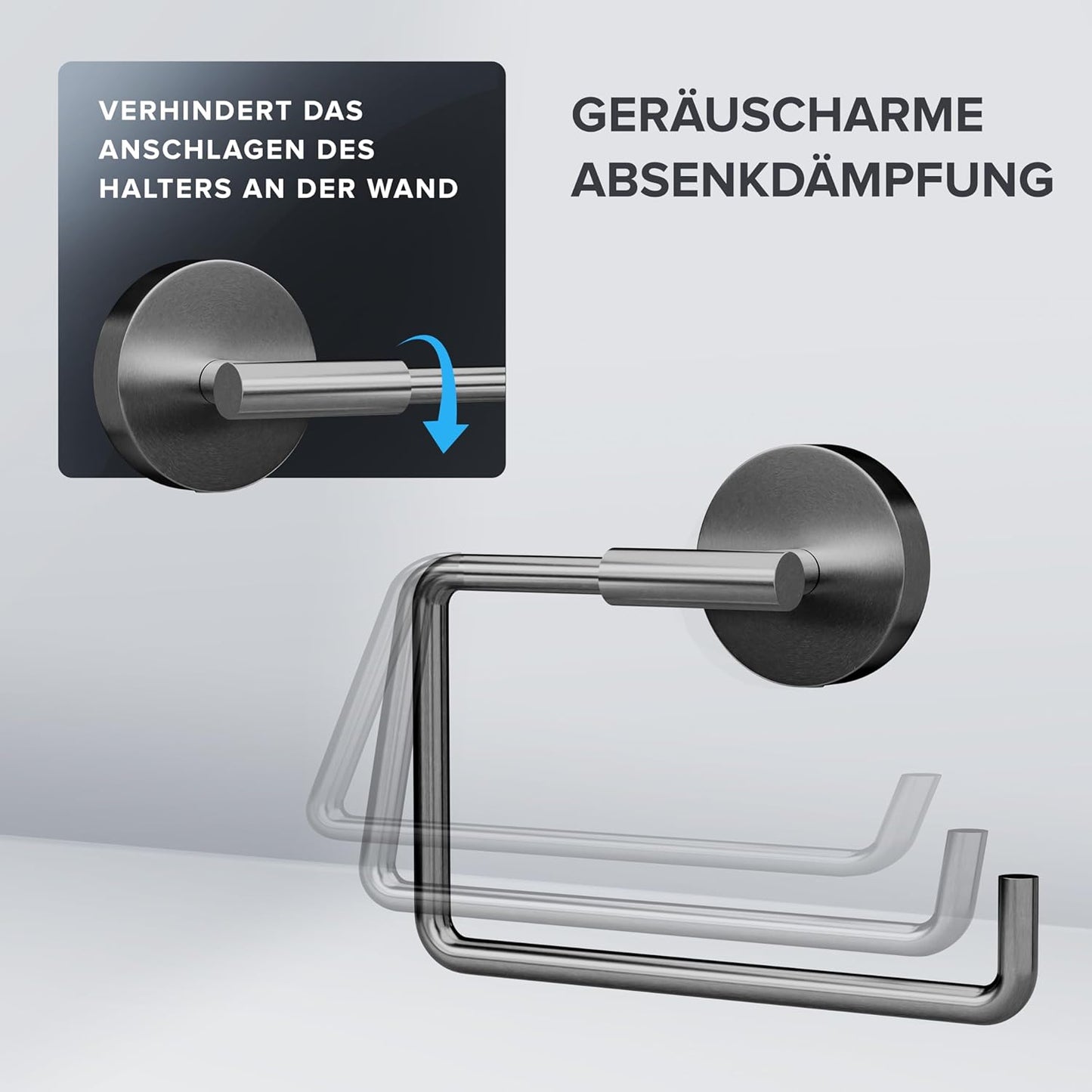 Toilettenpapierhalter mit Absenkdämpfung, Gunmetal Zum Bohren