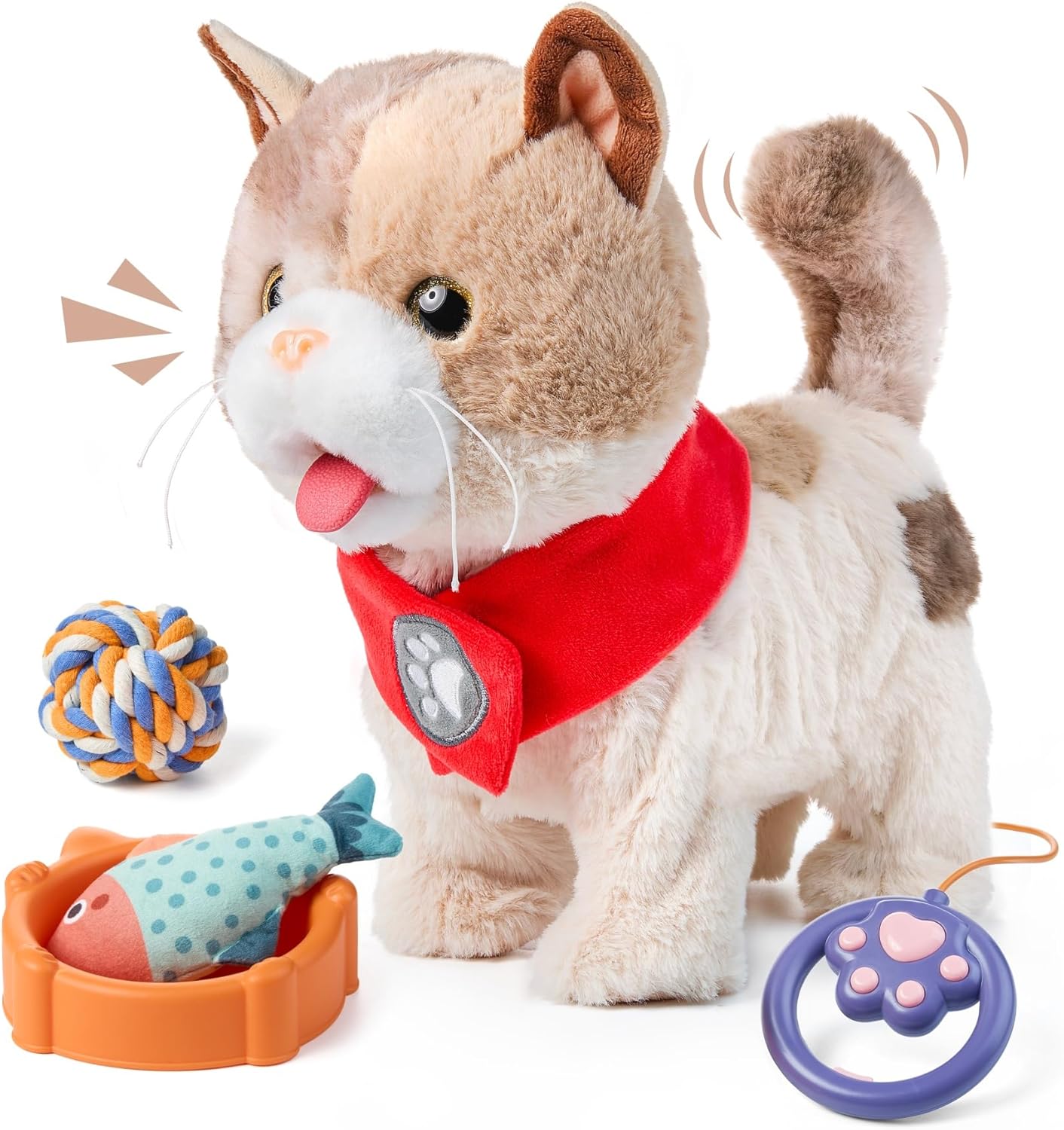 Roboterkatze mit Fernsteuerung und Spielzeug