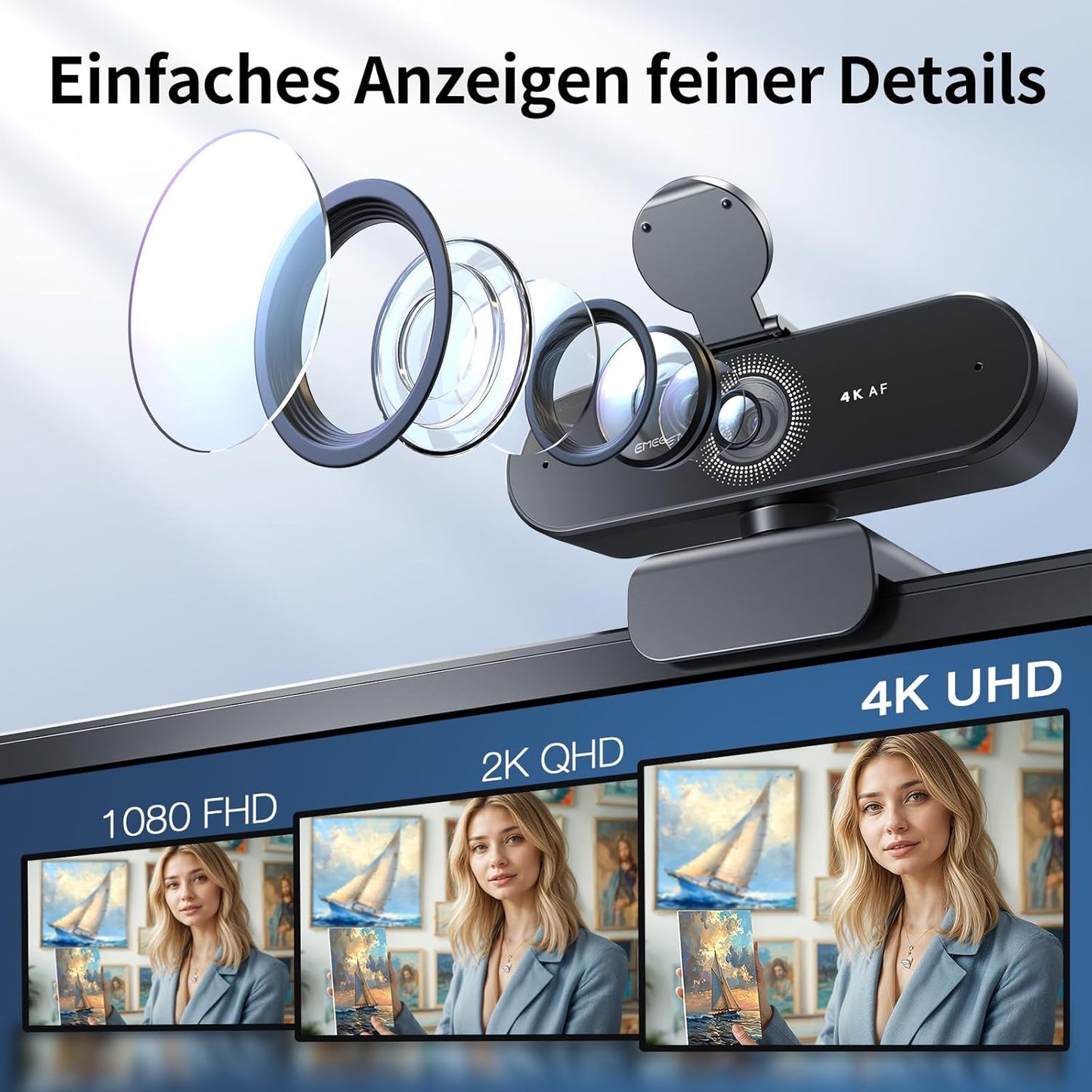 Nova 4K Webcam mit Rauschunterdrückungs-Mikrofonen