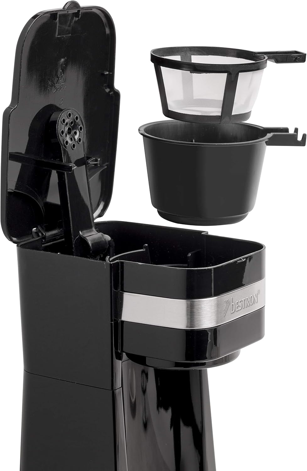 Camping-Kaffeemaschine mit Isolierbecher, Schwarz|Single