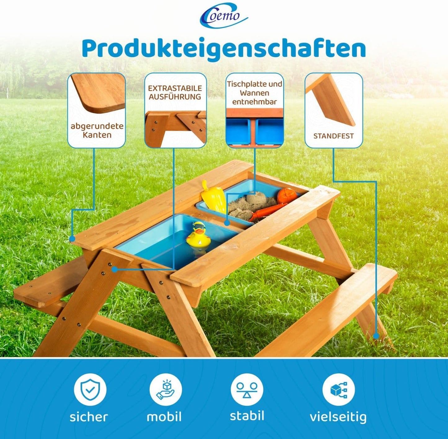 2 in 1 Kindersitzgruppe mit Sand- & Wasserspieltisch