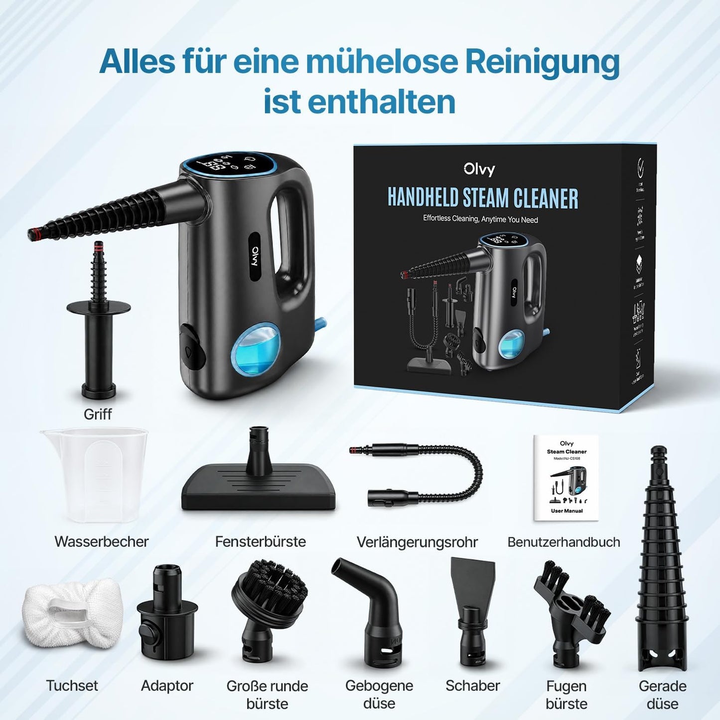Multifunktionaler Dampfreiniger mit Zubehör, Handheld steam cleaner