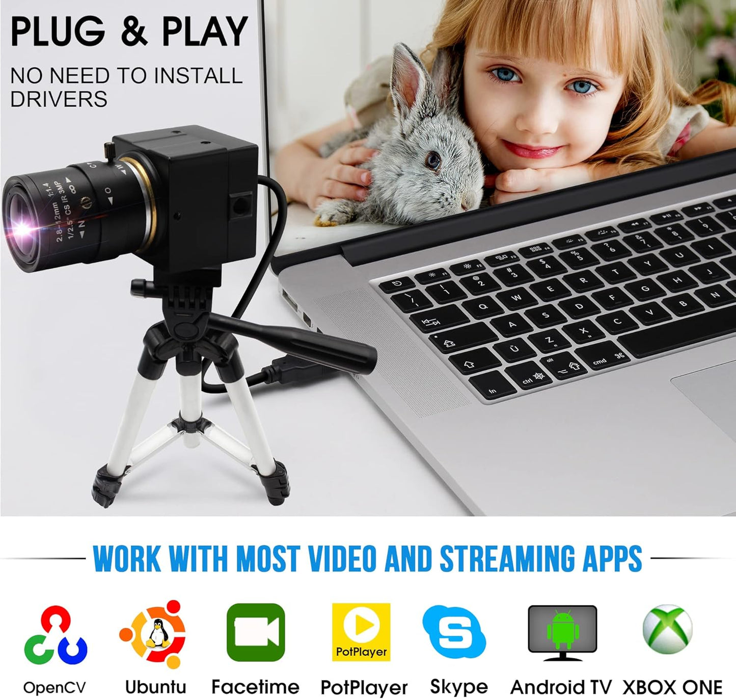 USB-Kamera mit 4-Fach optischem Zoom (1080P, 2MP), 2MP Webcam