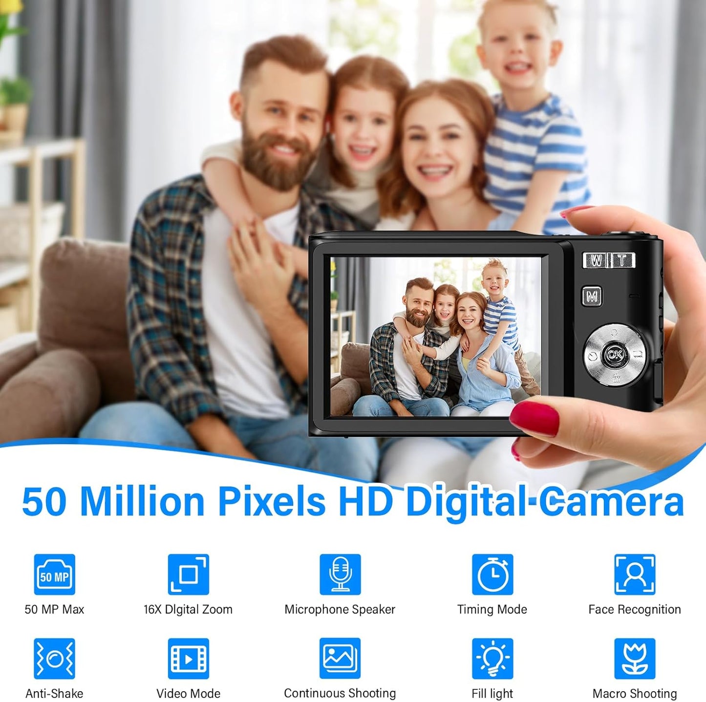 M03 Digitalkamera 50MP 1080P FHD mit Autofokus