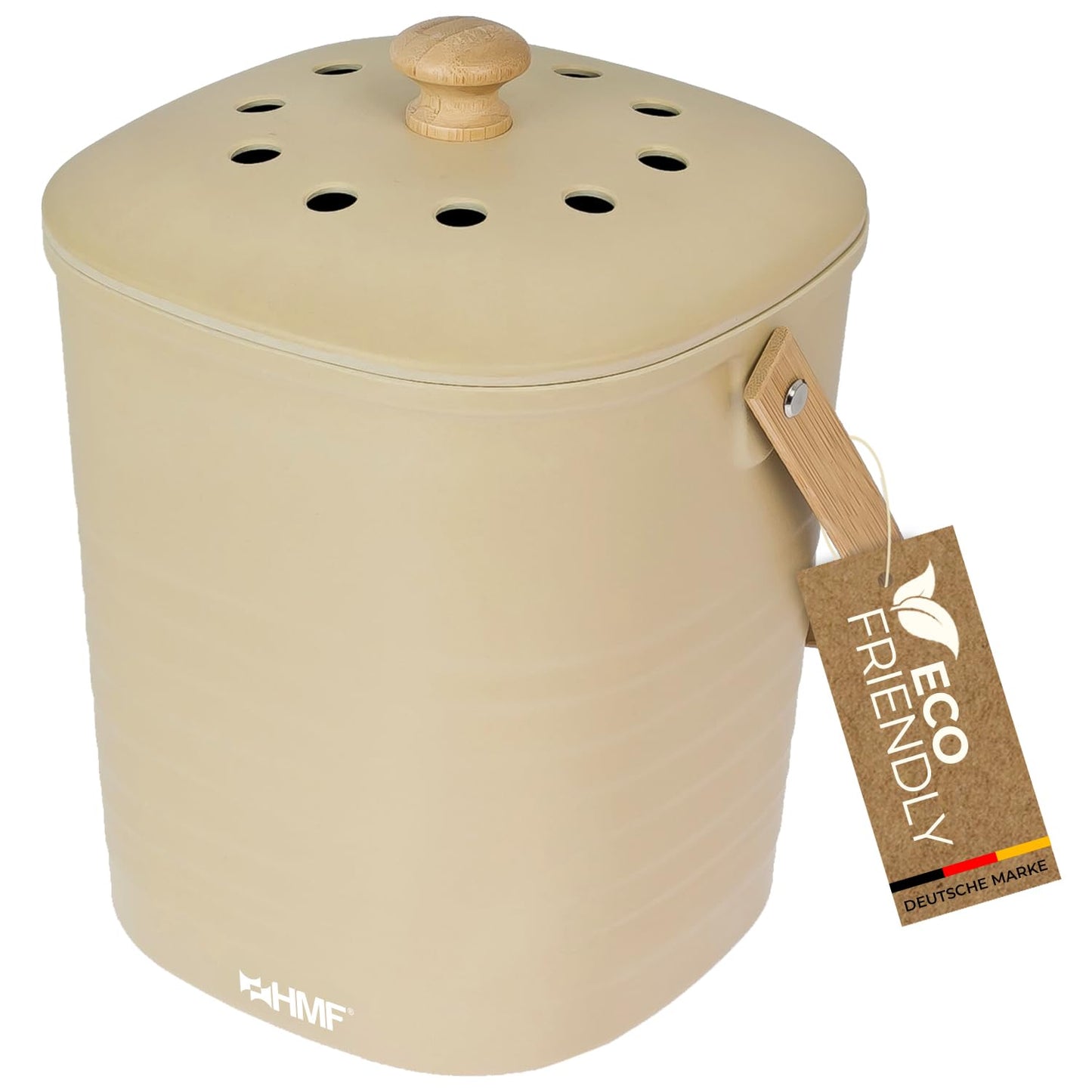 Geruchsdichter Komposteimer mit Deckel, Beige 3 L