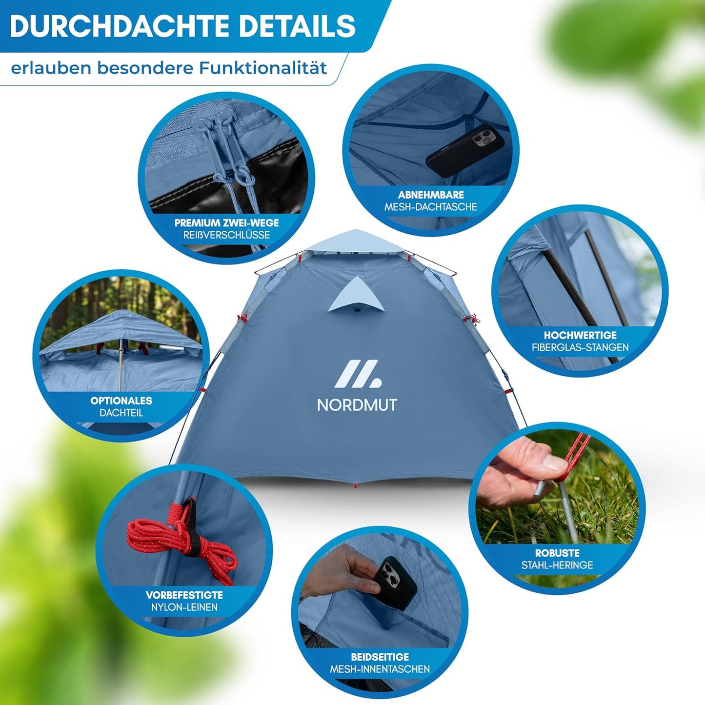 Wasserdichtes Pop-up-Wurfzelt, Blau