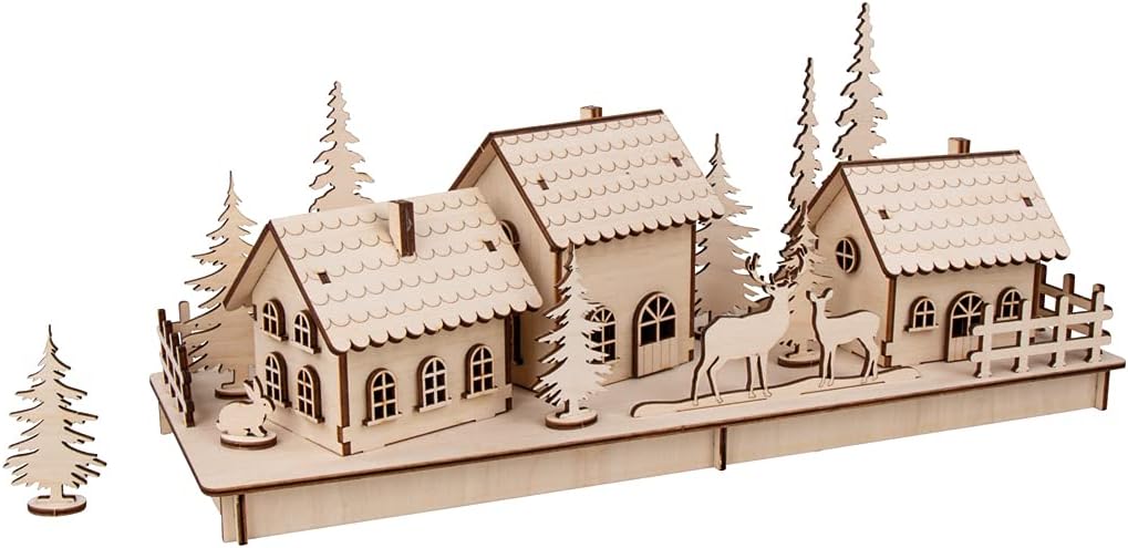 3D-Holzbausatz Winterdorf (84-teilig), Winterdorf