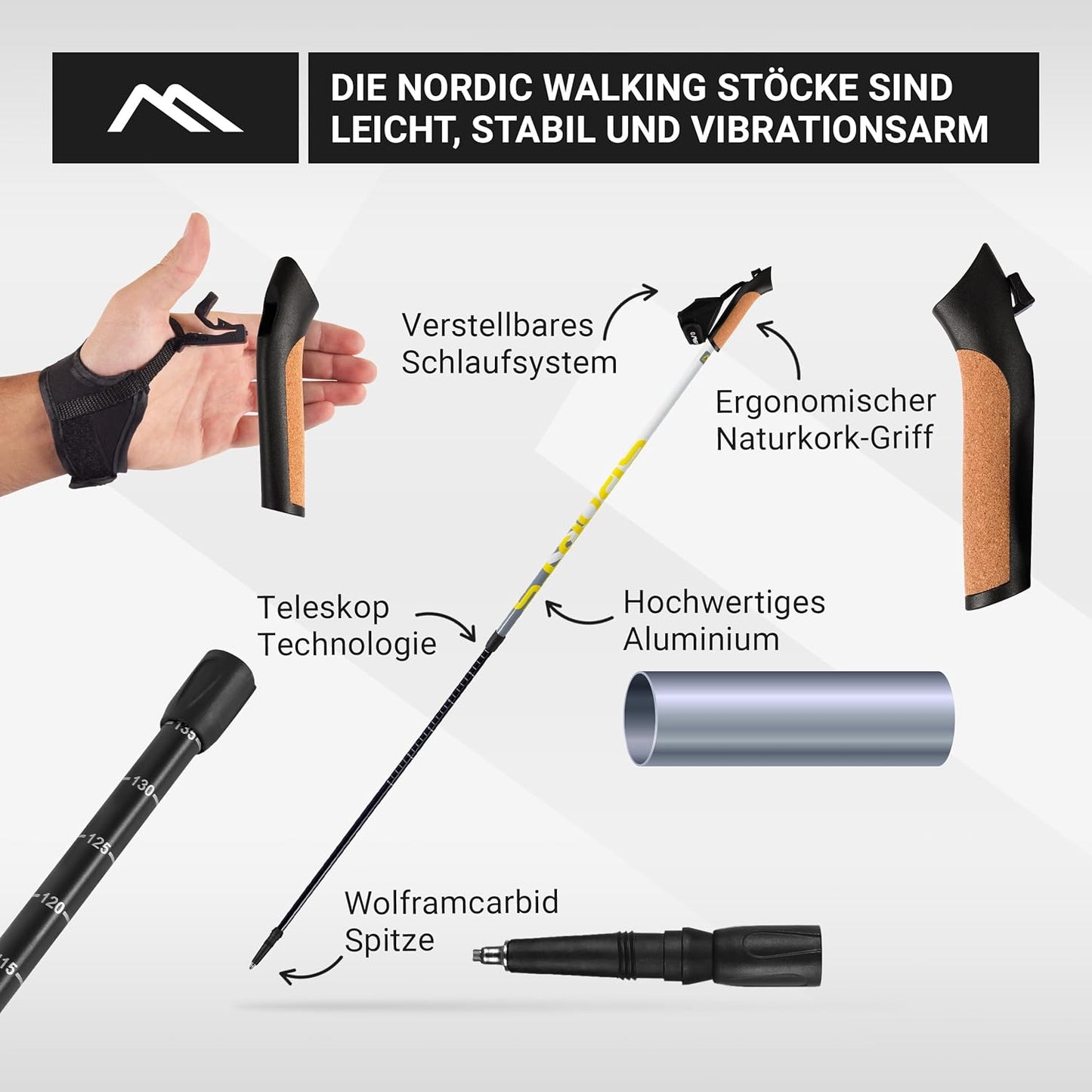 Nordic Walking Stöcke mit Tragetasche, Nordic Walking Stöcke + Tasche