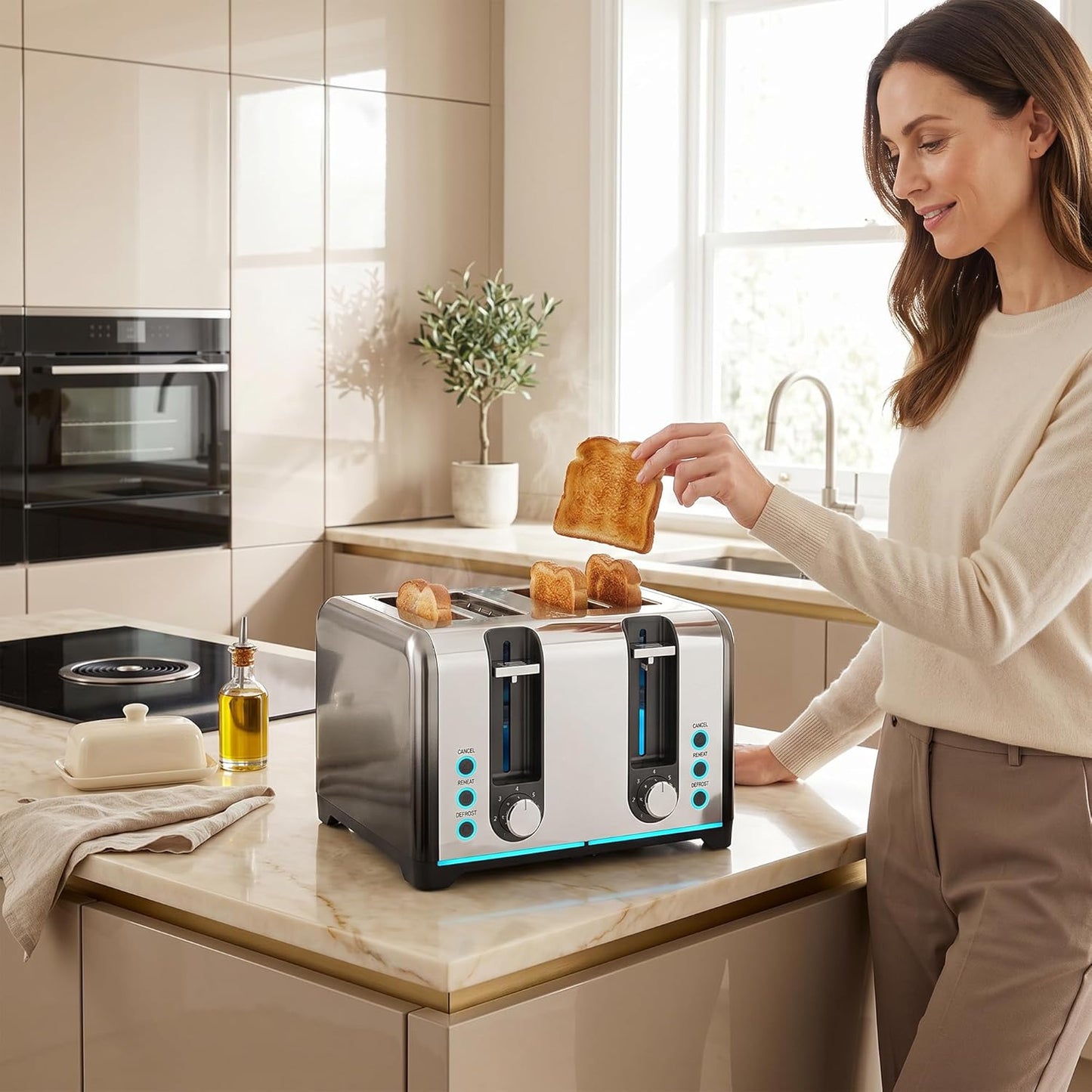 4-Scheiben Toaster mit 7 Bräunungsstufen