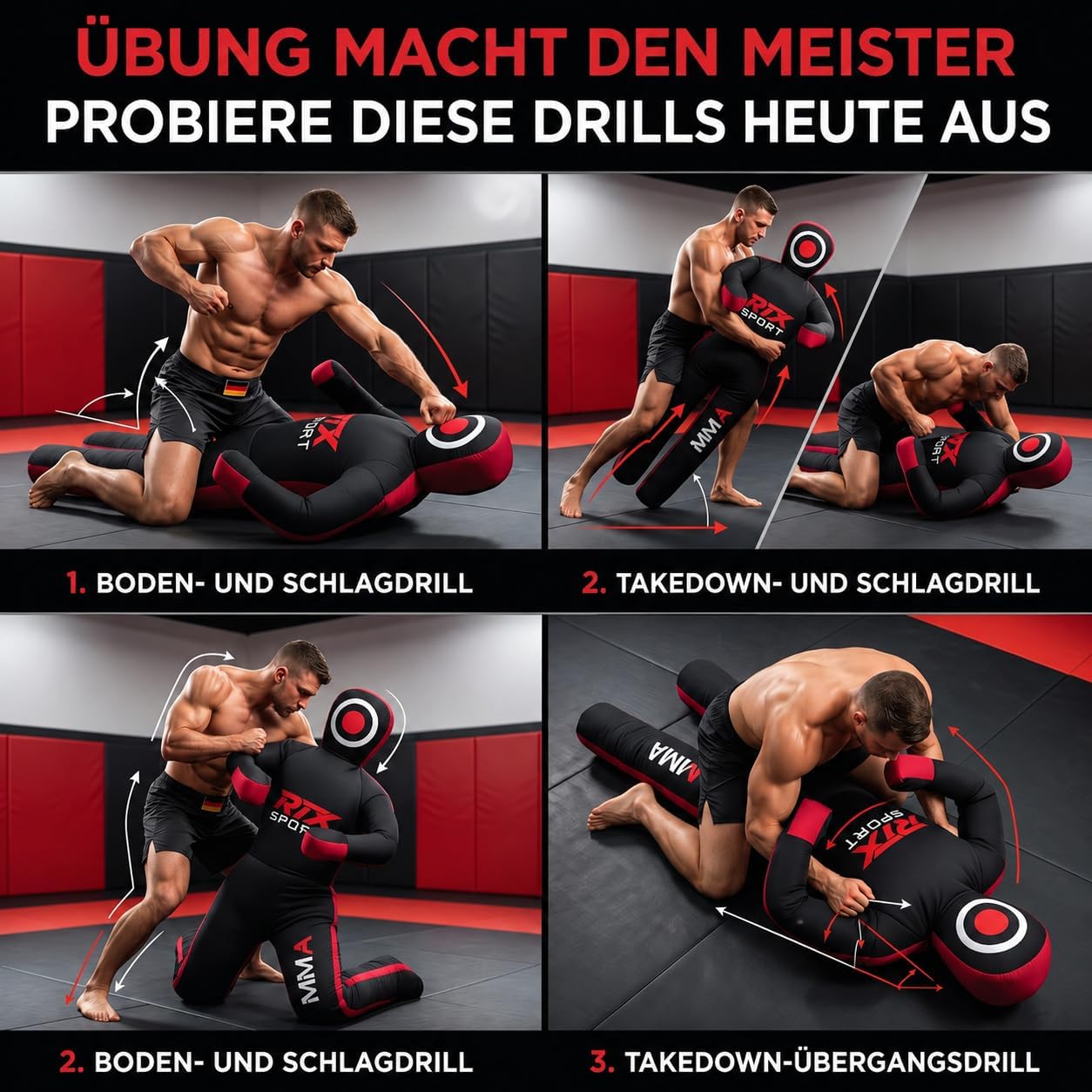 Grappling-Dummy für das Kampfsporttraining, Rot 47" - Inches