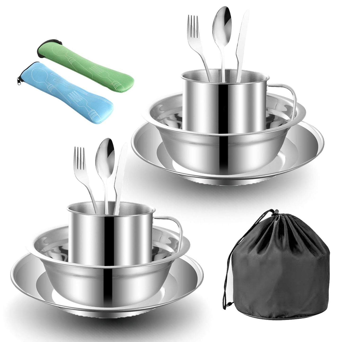 15-teiliges Camping Geschirr Set, 2