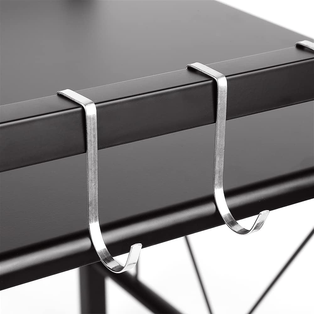 2-stöckiges Mikrowellen-Regal höhenverstellbar, mit 3 Aufhängehaken, 2 Ebenen, Schwarz, 40-65 Cm, 1 Stück
