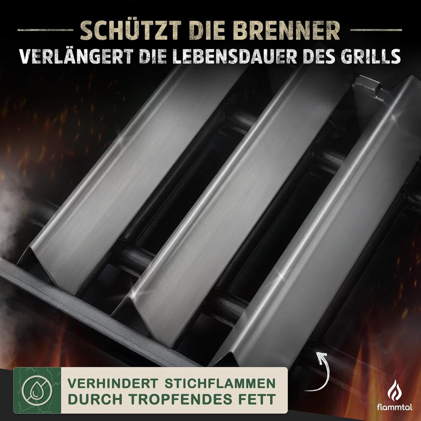 3 Stück Aromaschienen Flave für Weber Spirit, Edelstahl 3