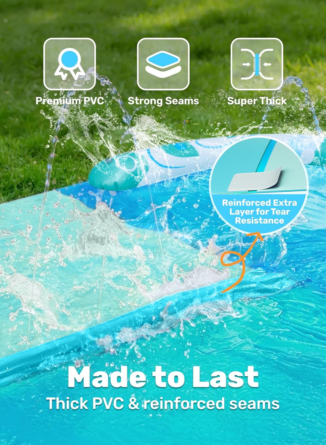 Wasserrutsche mit Bodyboards und Sprinkler, 685,8 cm Blau, Hellblau