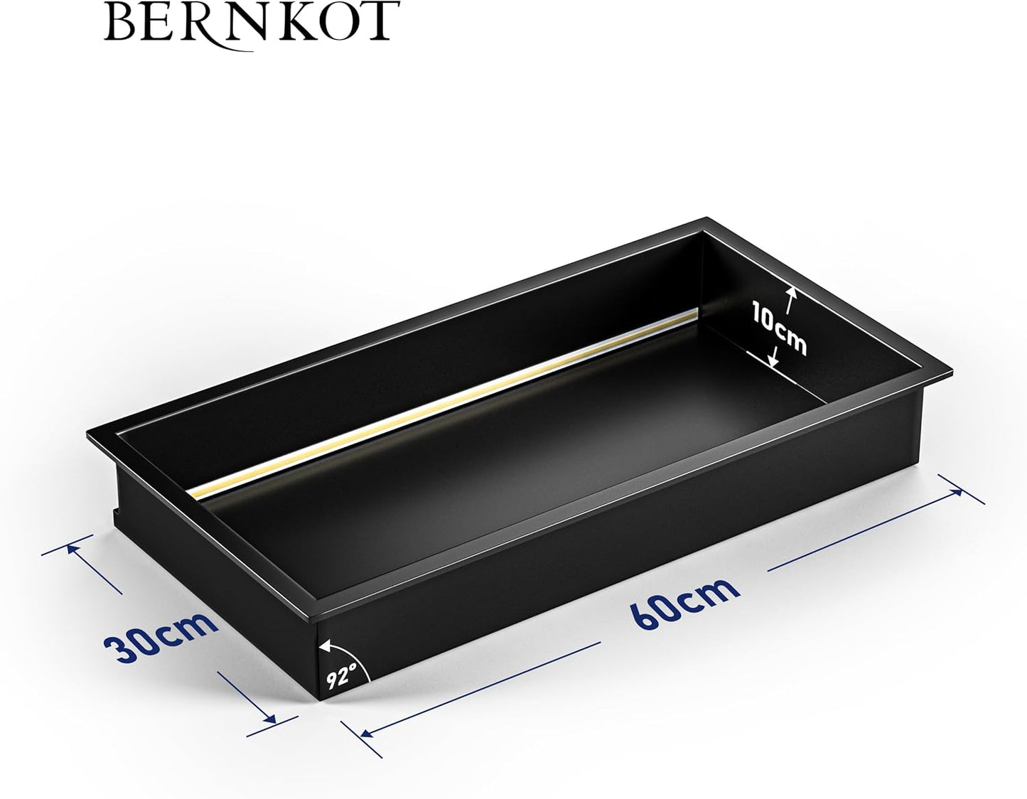 Wandnische mit LED-Streifenlicht, Schwarz 60 x 30 x 10 cm