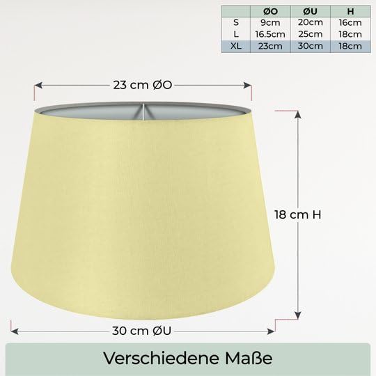 Lampenschirm, Creme XL = ØU: 30cm | ØO: 23cm | H: 18cm
