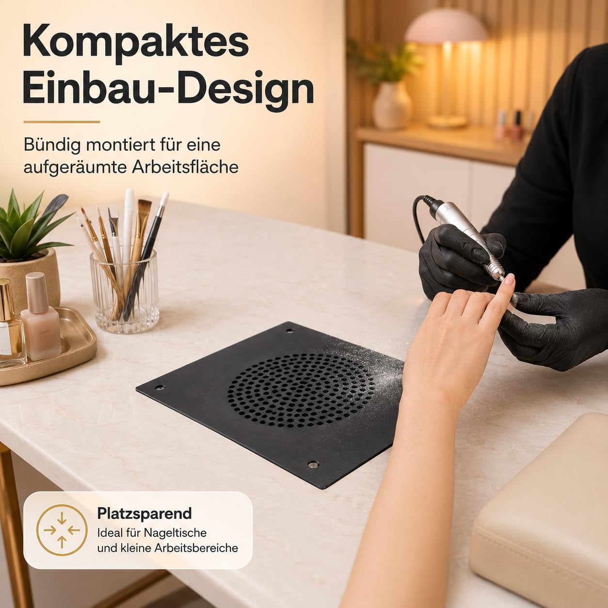 Nagelstaubsammler Tisch-Einbau mit Staubbeuteln, schwarz