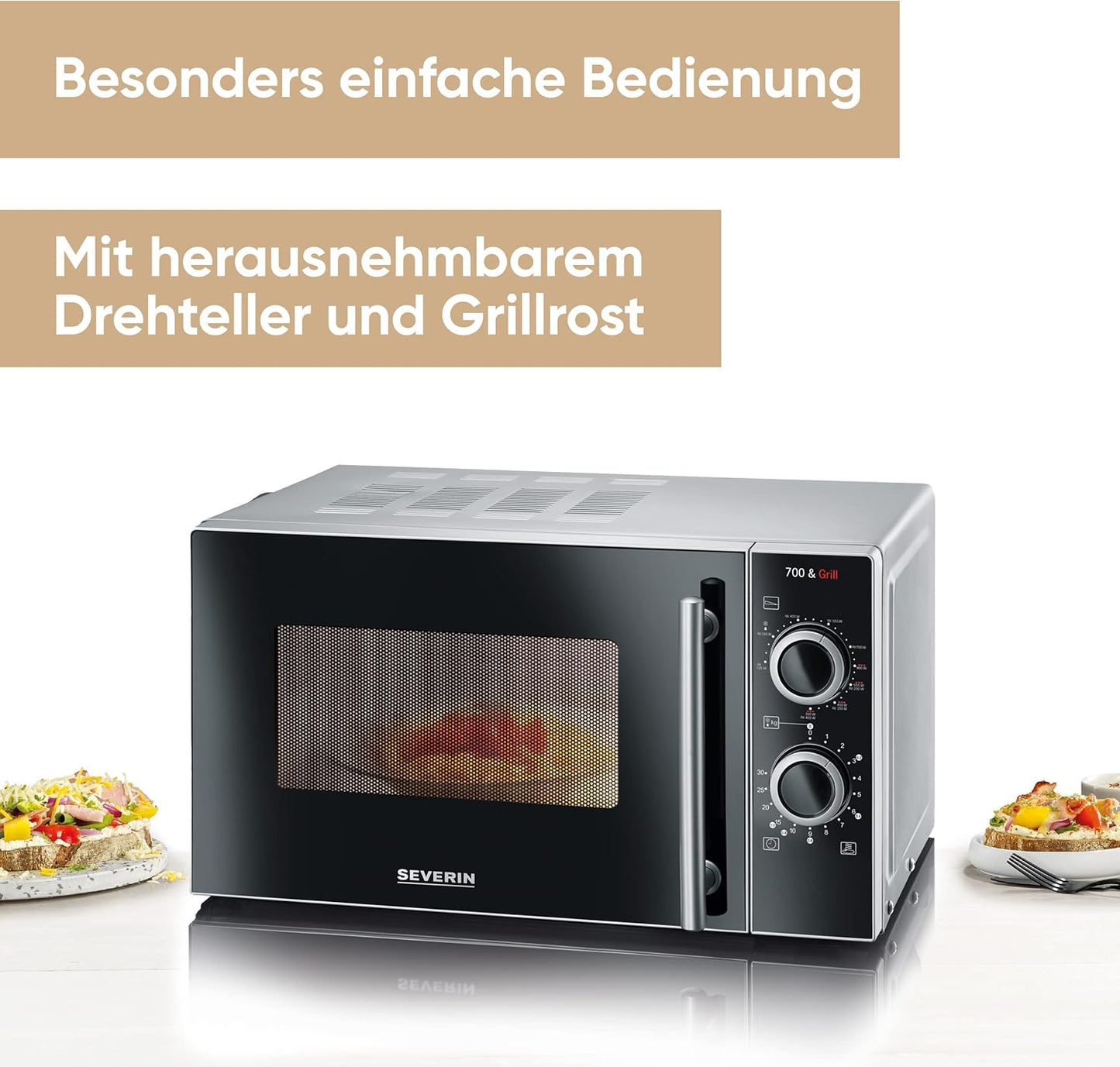 2-in-1 Mikrowelle mit Grillfunktion MW 7771, 20L, Schwarz, mit Grillfunktion