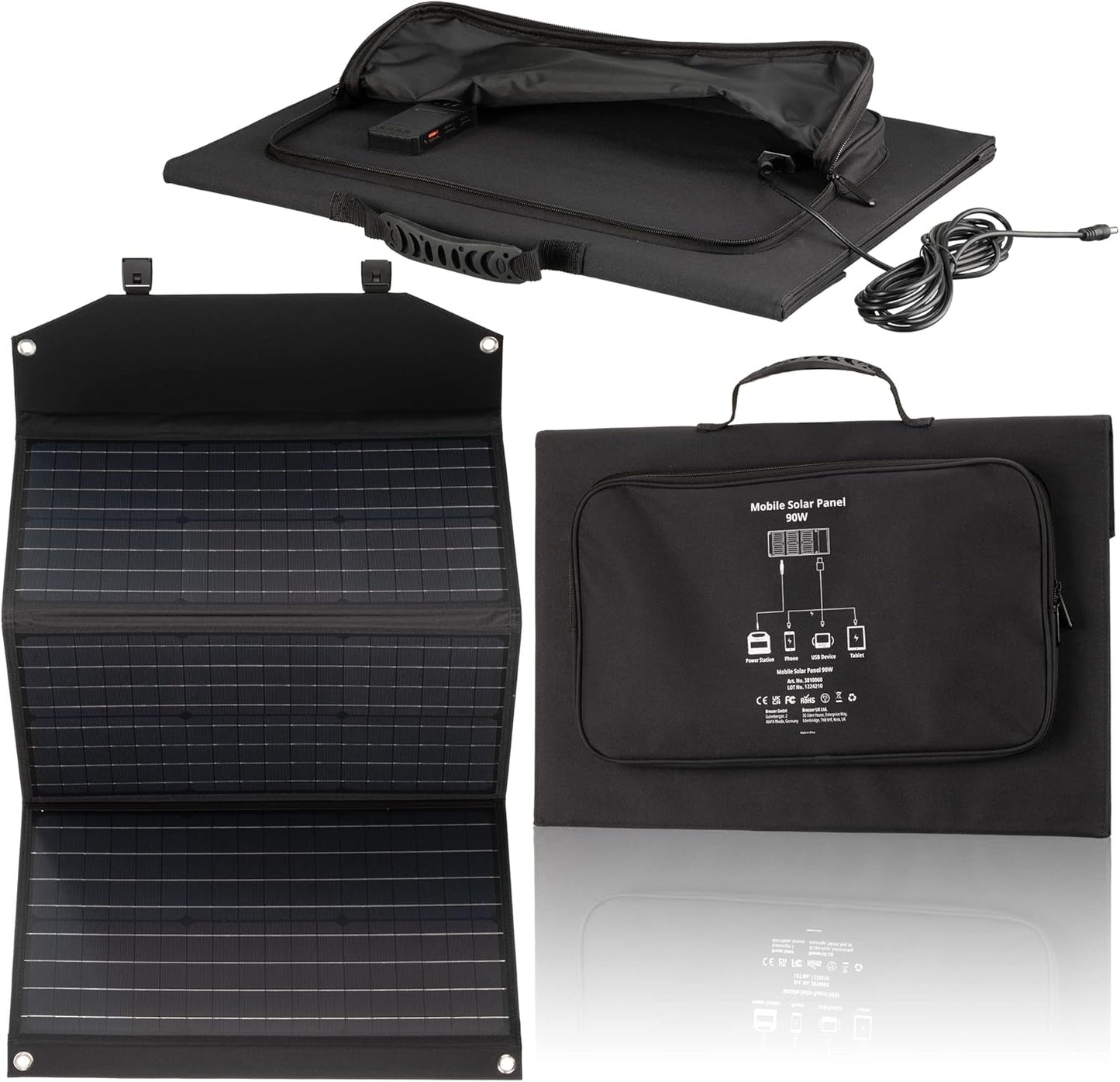Solar Ladegerät 90W mit USB- und DC-Anschlüssen, Bresser Solar Ladegerät 90W Single