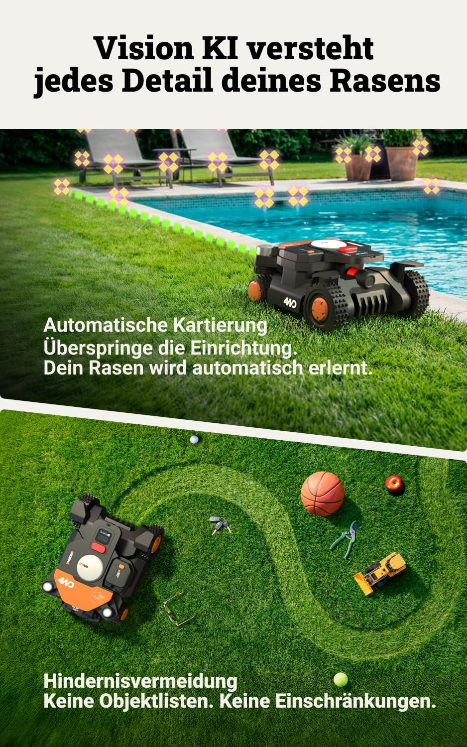 Landroid Vision Cloud WR340E, 600 m² 4WD Mähroboter