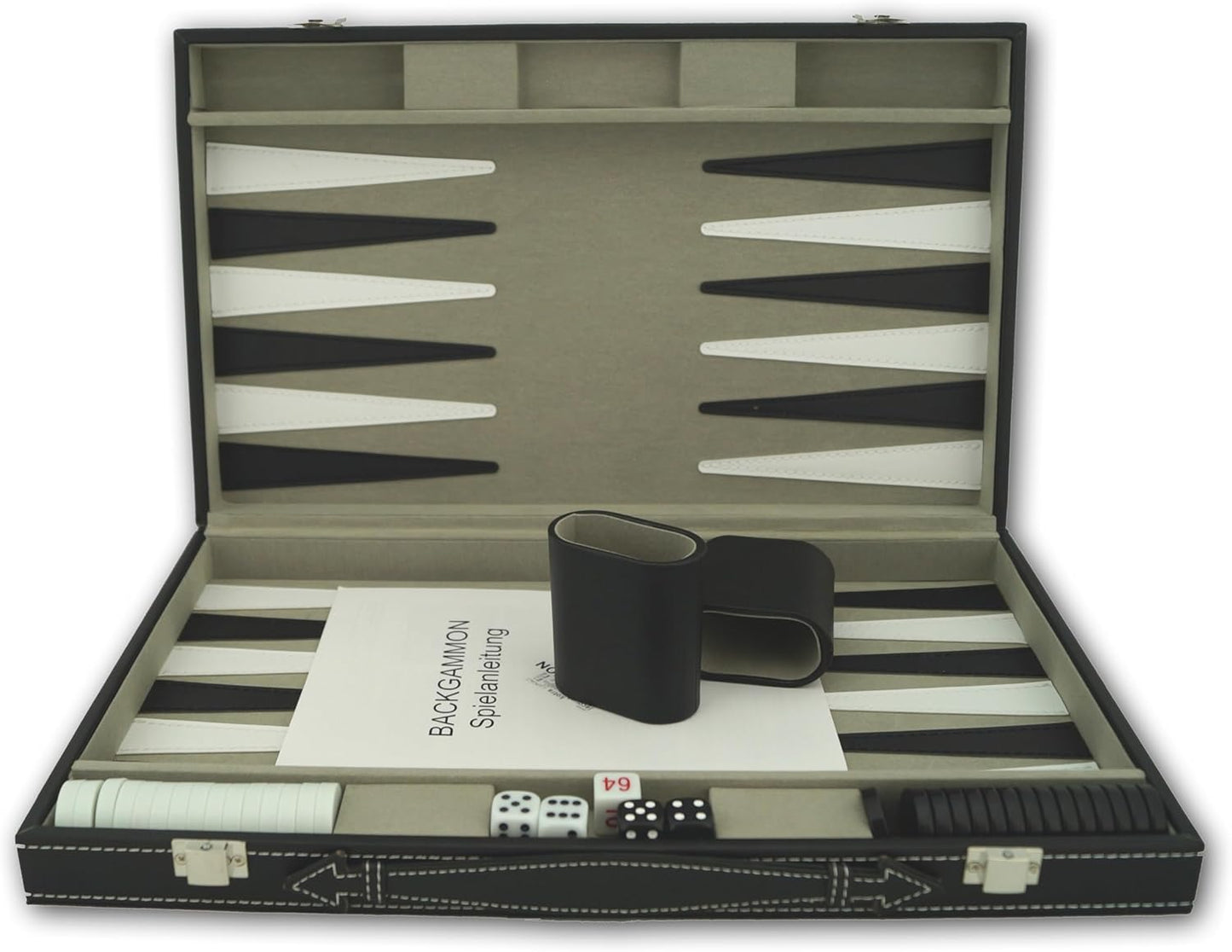 Attaché Koffer Backgammon-Set (inkl. Würfelbecher), Koffer