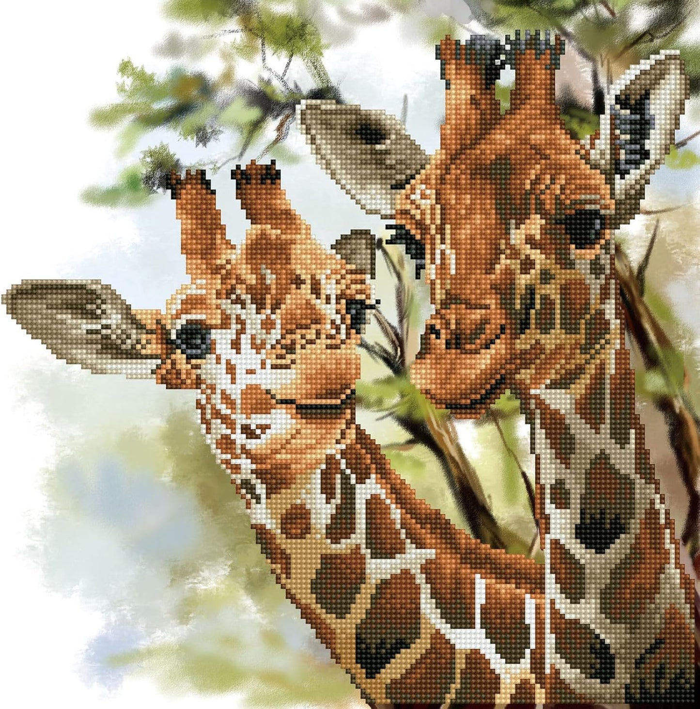 DD8.017 Diamond Painting Set Giraffen, Giraffen Groß & Zart